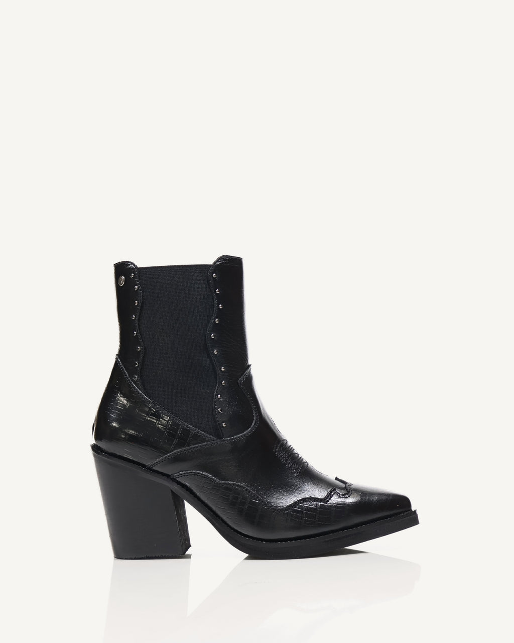 Botines Texanos en Cuero con Resorte Colima Negro