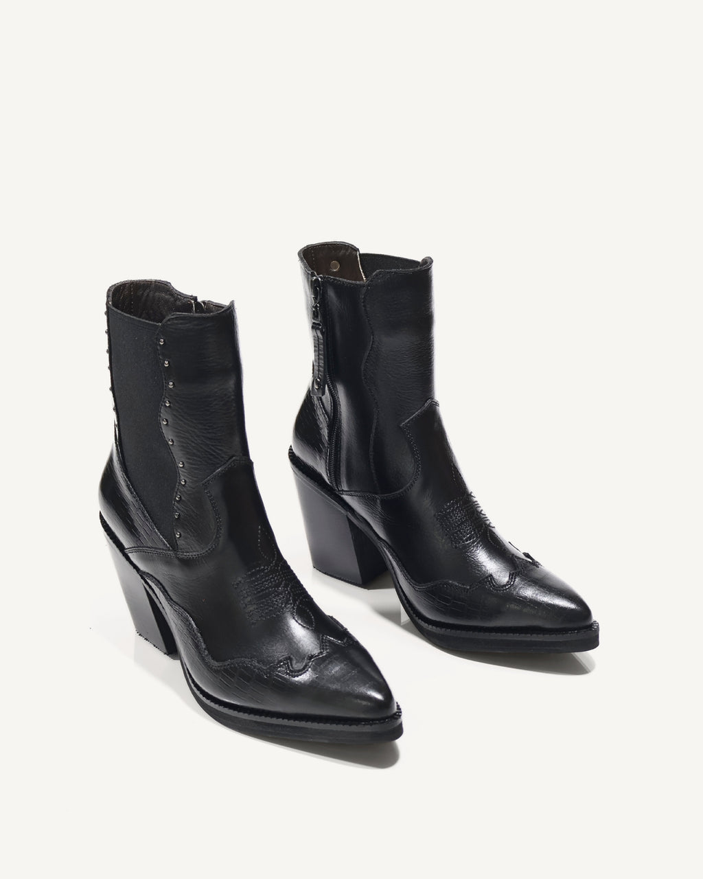 Botines Texanos en Cuero con Resorte Colima Negro