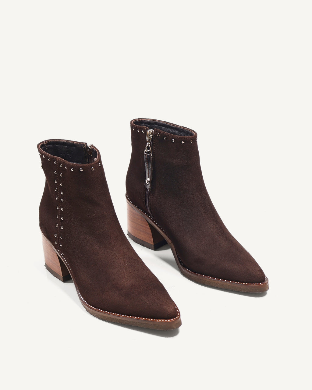 Botines en Cuero Gamuza con Taches Eli Chocolate