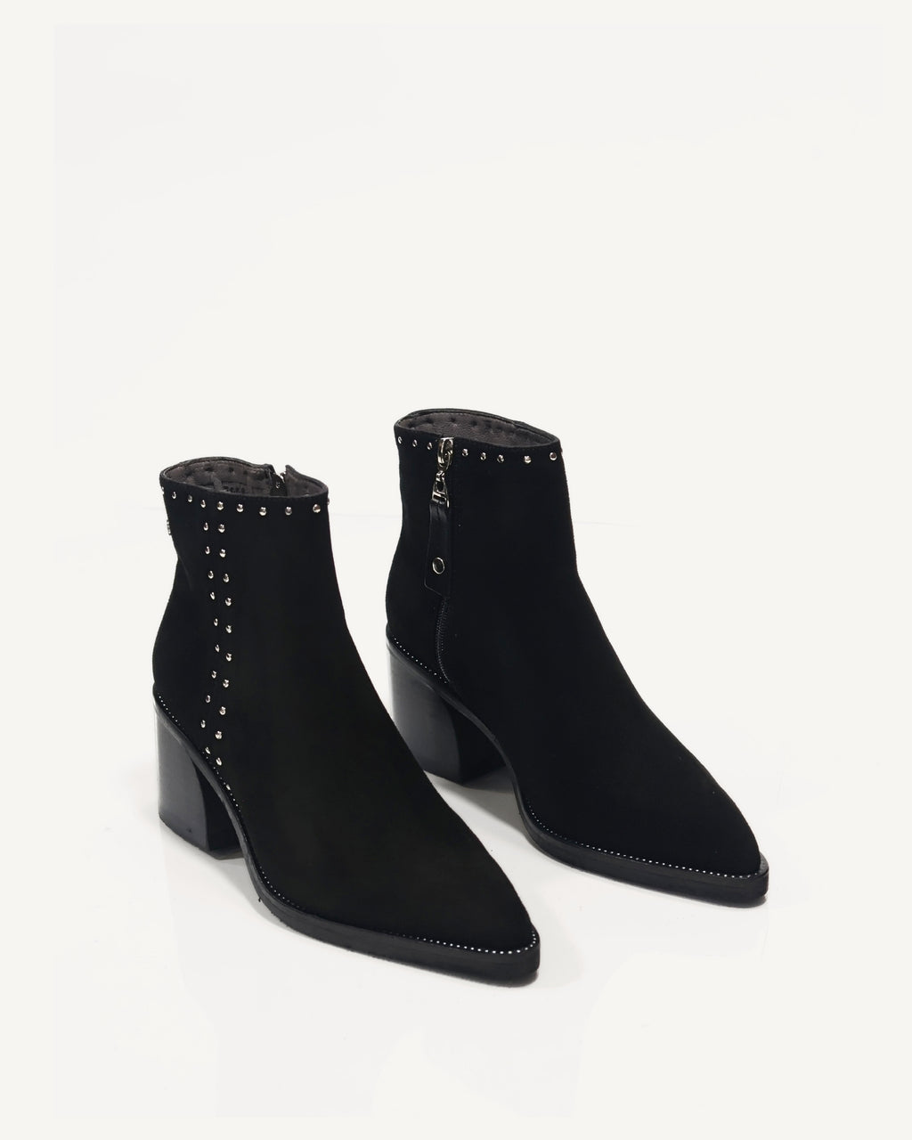 Botines en Cuero Gamuza con Taches Eli Negro