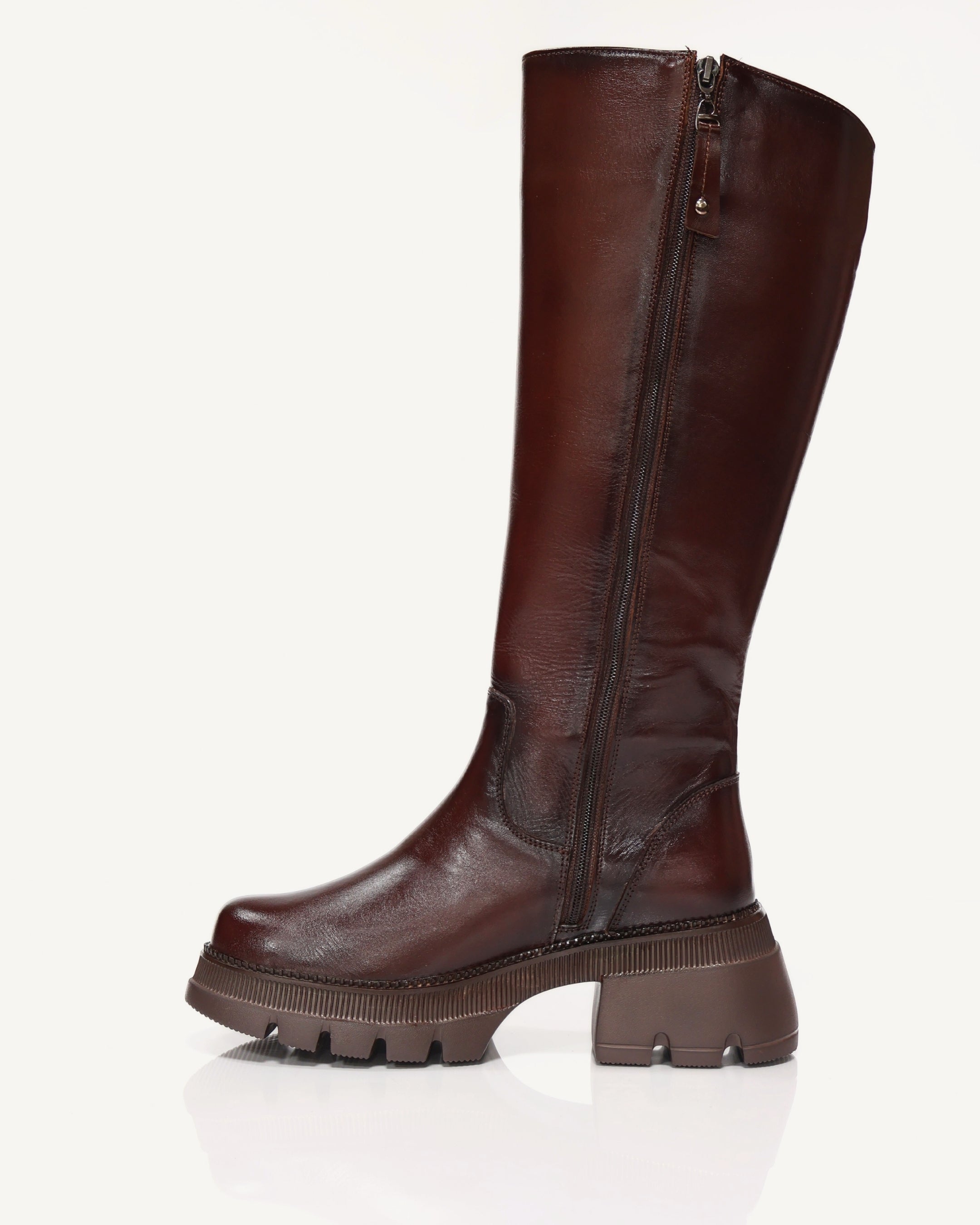 Botas Caña Larga en Cuero Gaby Coñac - Antonina