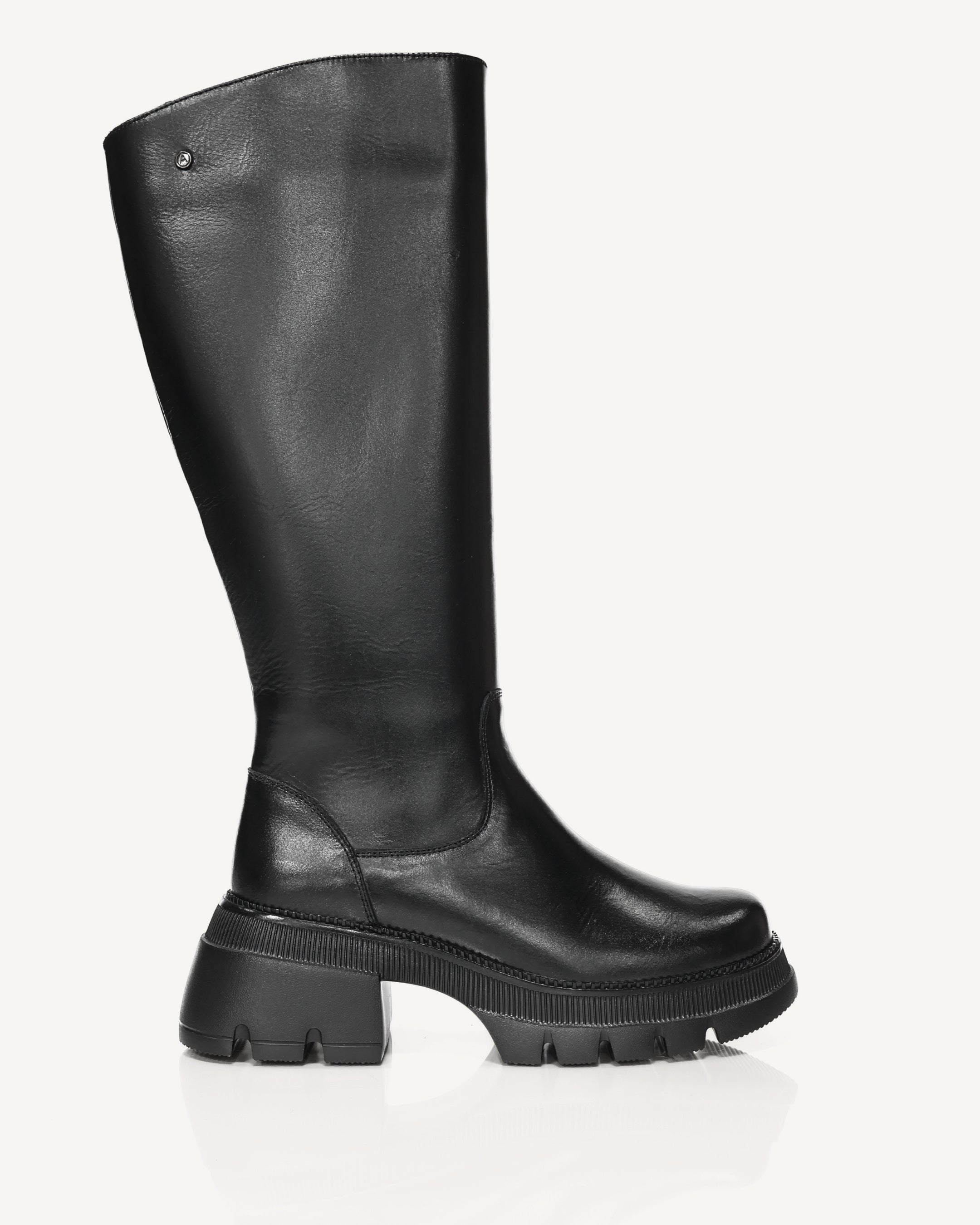 Botas Caña Larga en Cuero Gaby Negro - Antonina