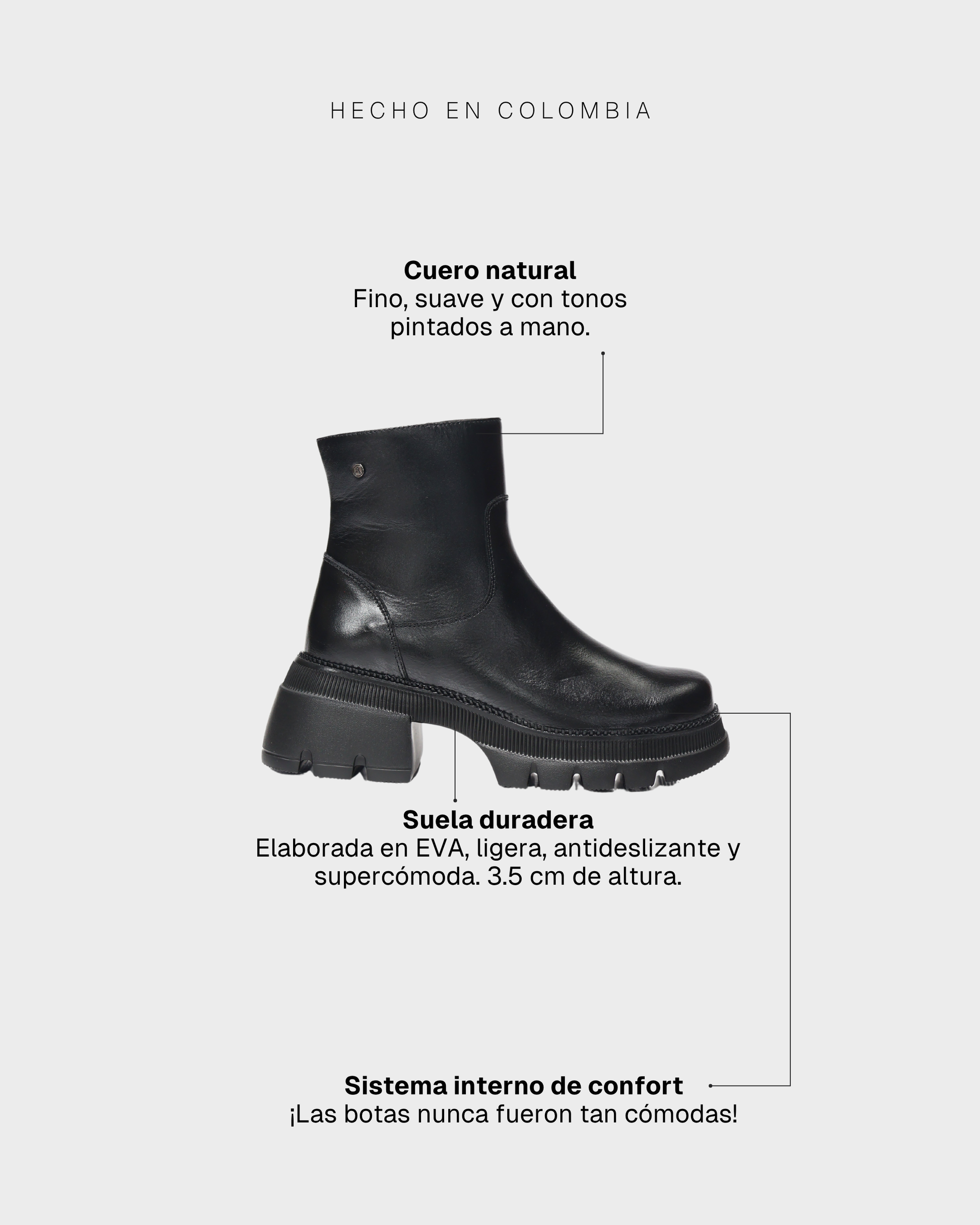 Botines en Cuero Gaby Negro