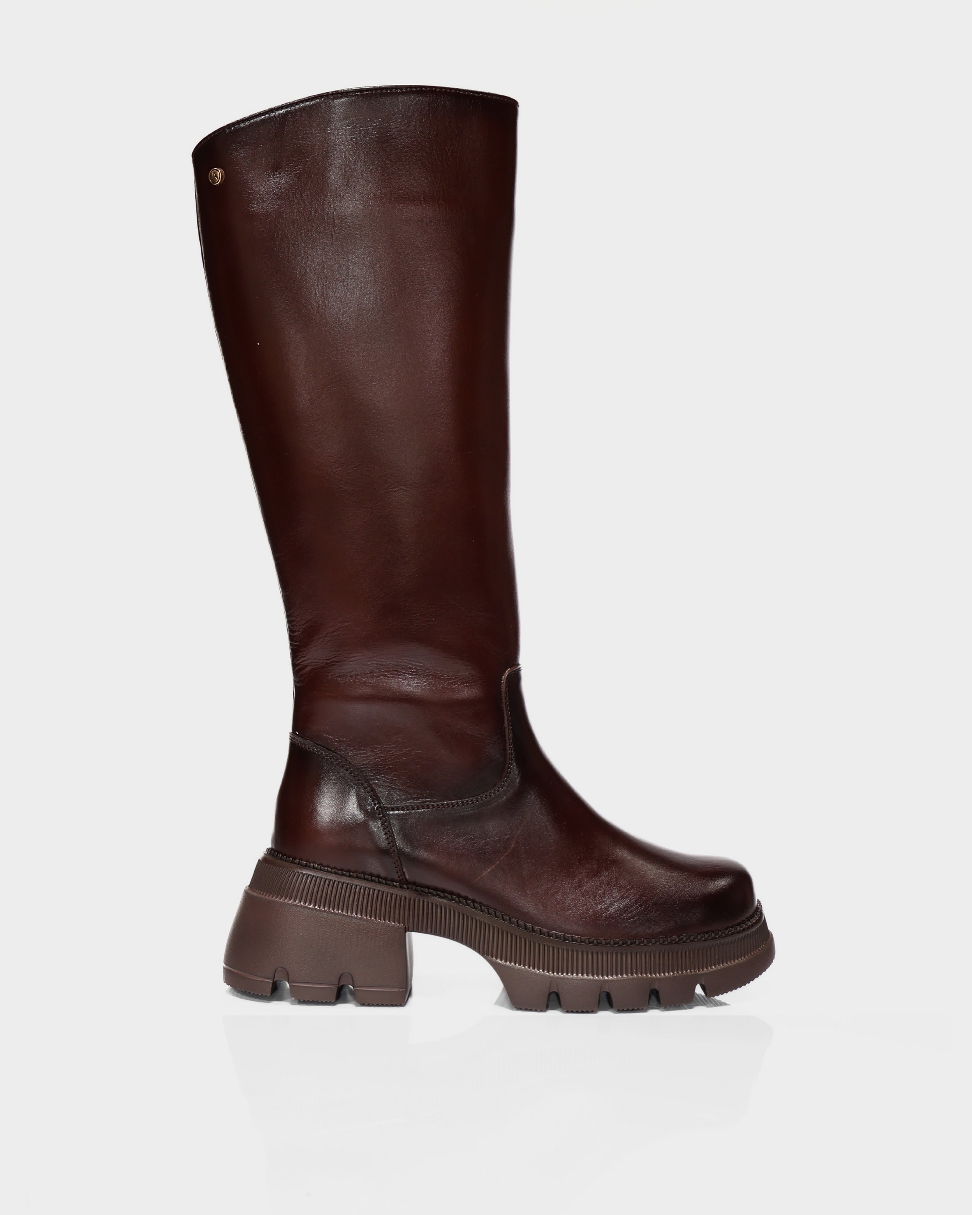 Botas Caña Larga en Cuero Gaby Coñac