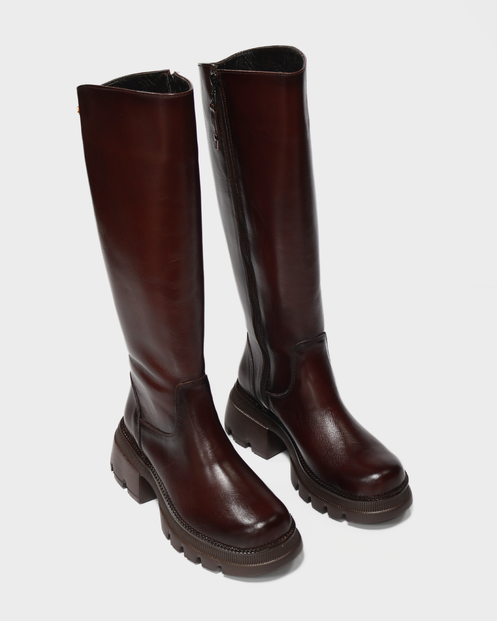 Botas Caña Larga en Cuero Gaby Coñac