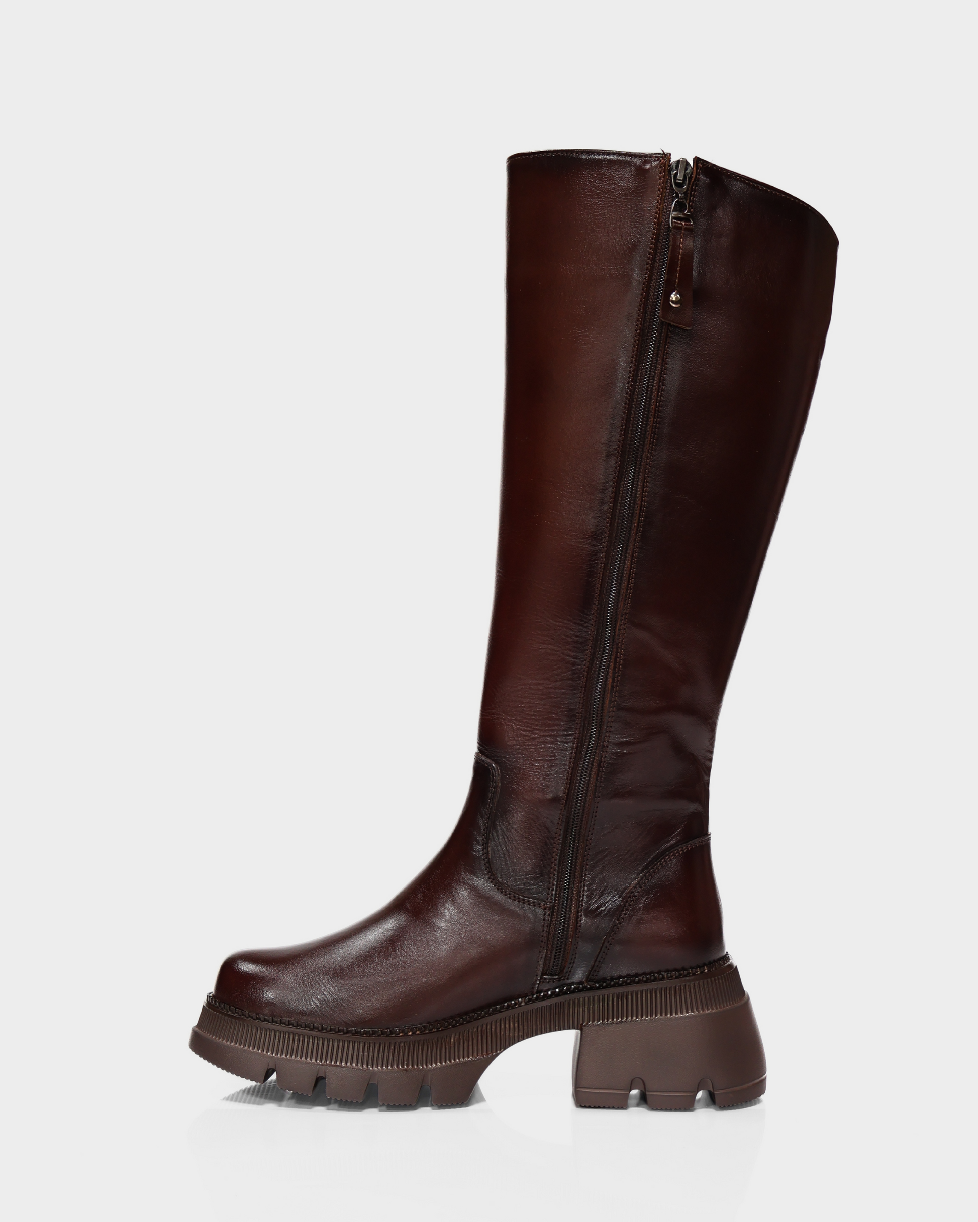 Botas Caña Larga en Cuero Gaby Coñac