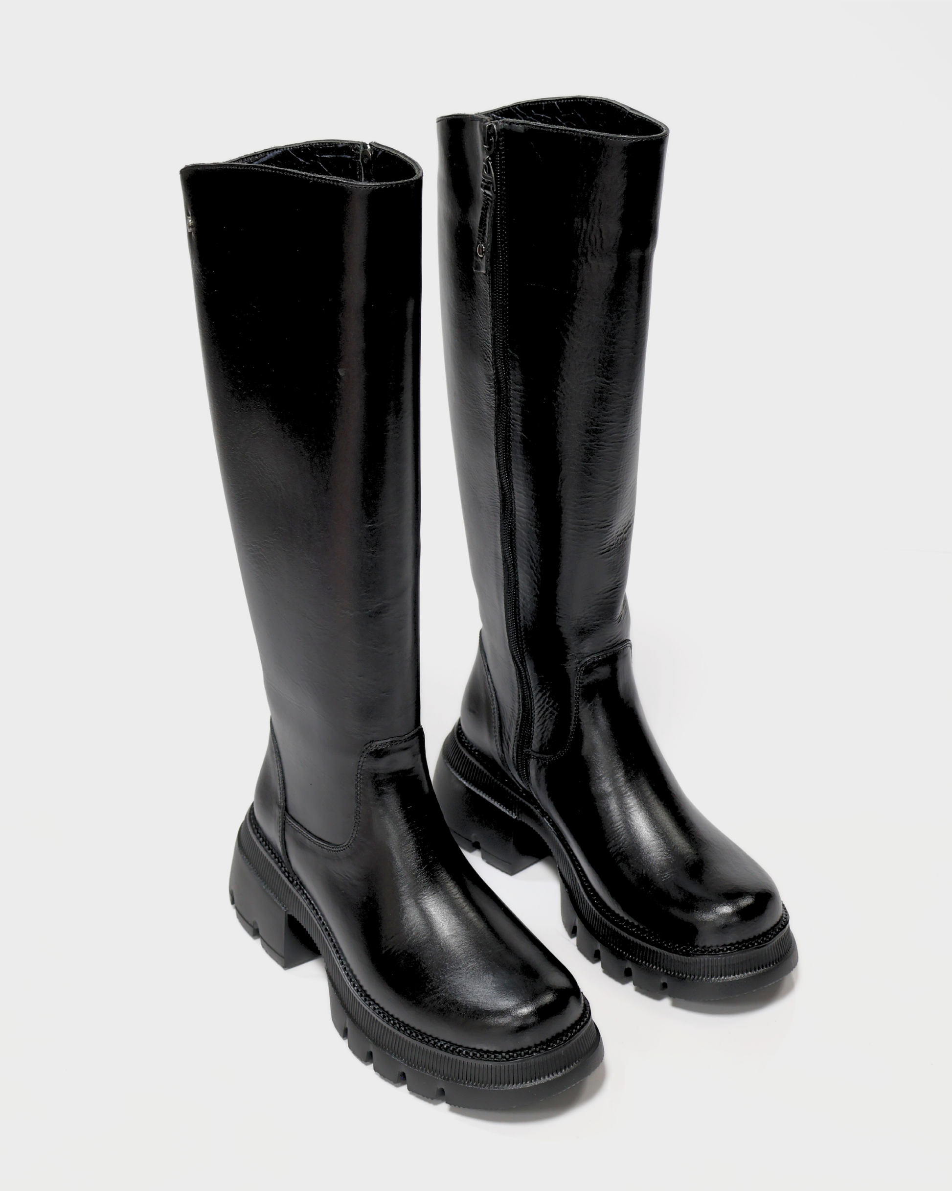 Botas Caña Larga en Cuero Gaby Negro