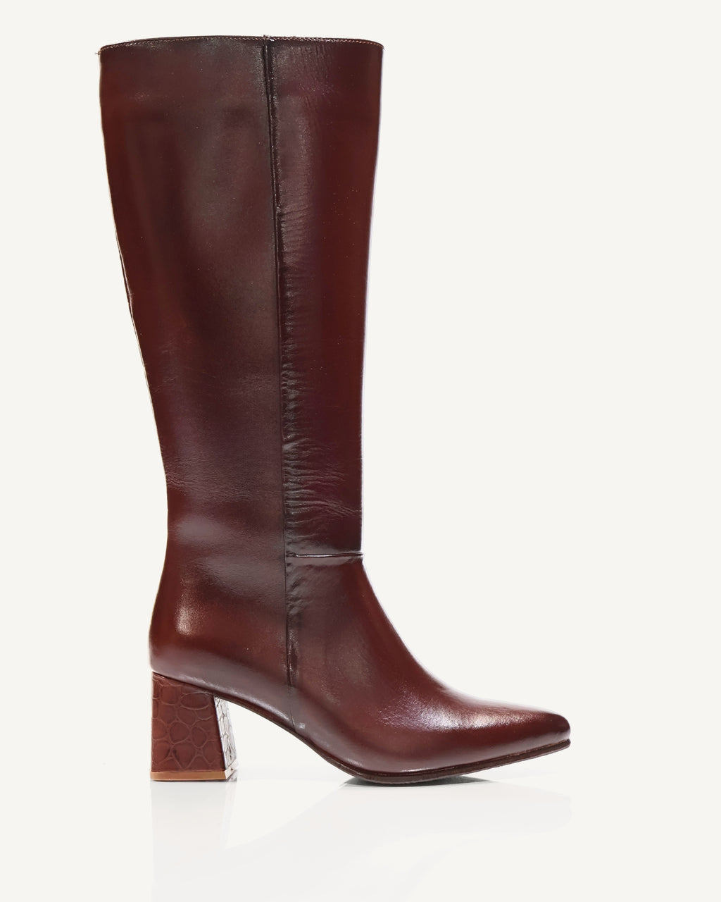 Botas en Cuero con Tacón Forrado en Cuero Galea Sangría - Antonina