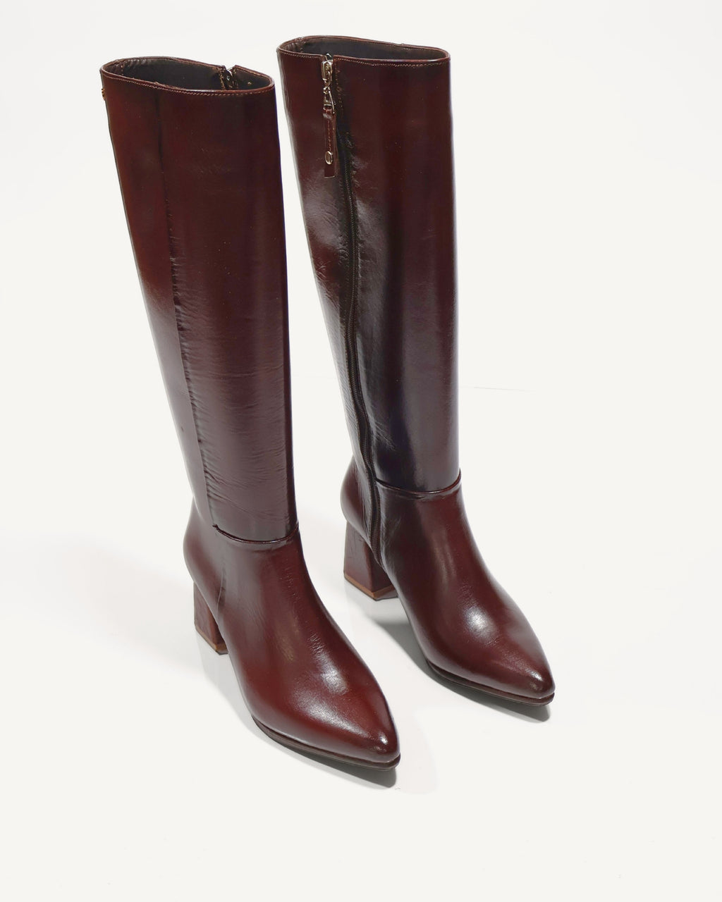 Botas en Cuero con Tacón Forrado en Cuero Galea Sangría - Antonina