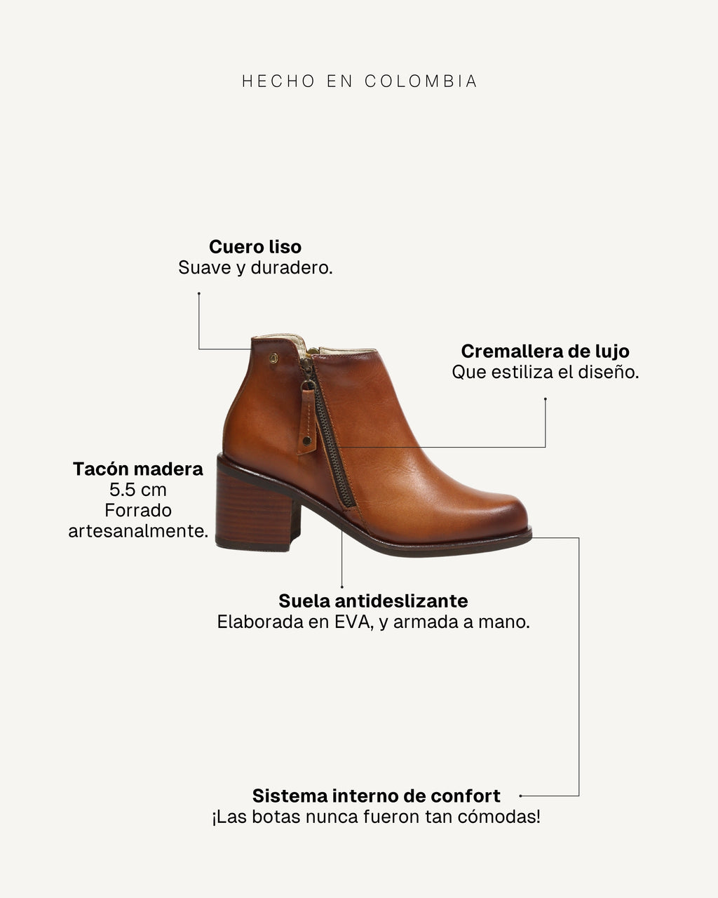 Botines en Cuero Indiana Miel