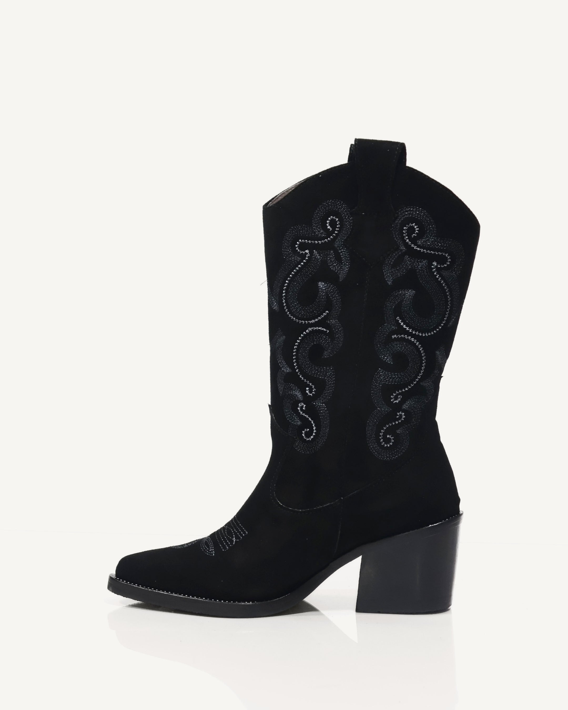 Botas Texanas Caña Media en Cuero Gamuza Jalisco Negro