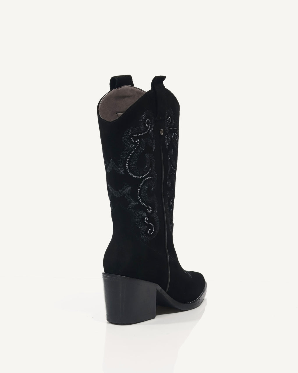 Botas Texanas Caña Media en Cuero Gamuza Jalisco Negro