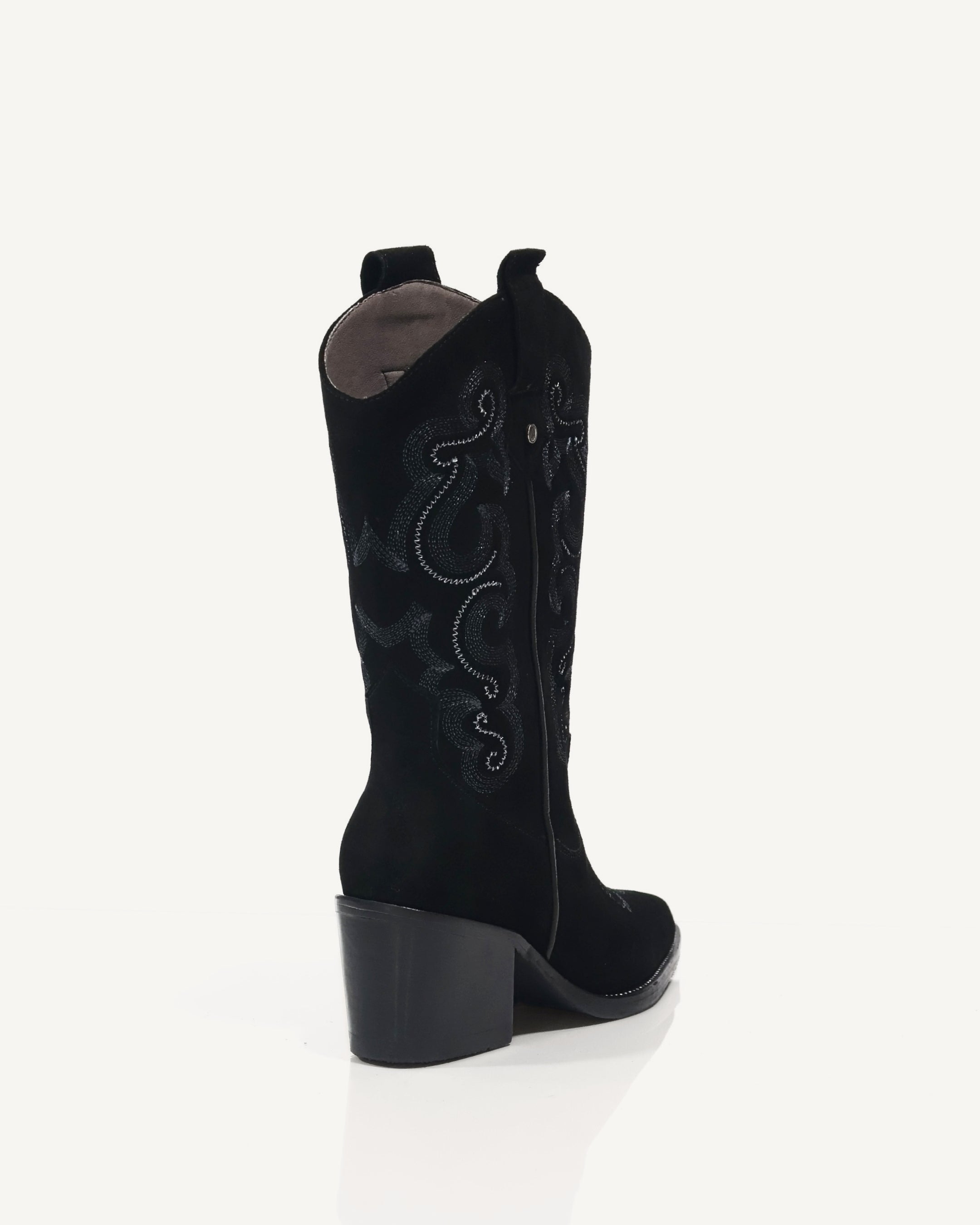 Botas Texanas Caña Media en Cuero Gamuza Jalisco Negro
