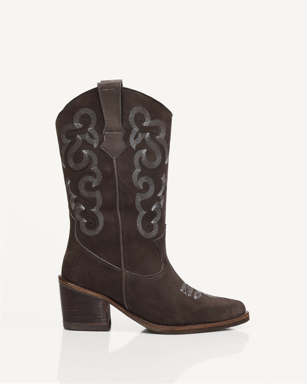 Botas Texanas Caña Media en Cuero Gamuza Jalisco Taupé - Antonina