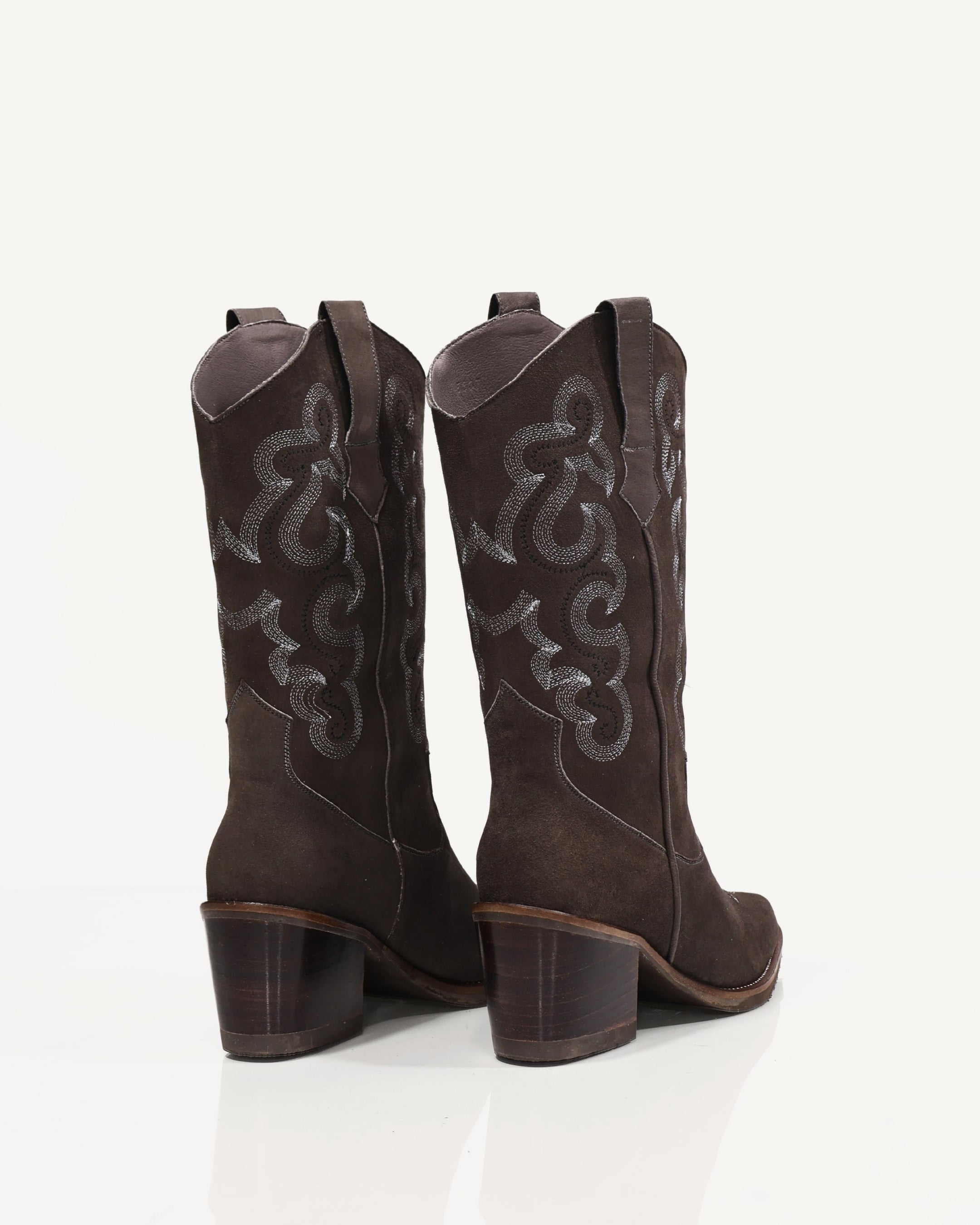 Botas Texanas Caña Media en Cuero Gamuza Jalisco Taupé - Antonina