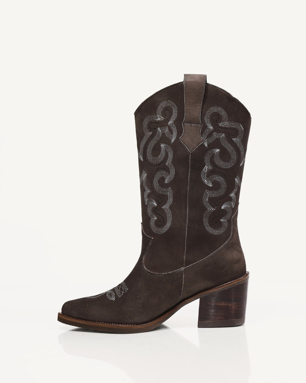 Botas Texanas Caña Media en Cuero Gamuza Jalisco Taupé - Antonina
