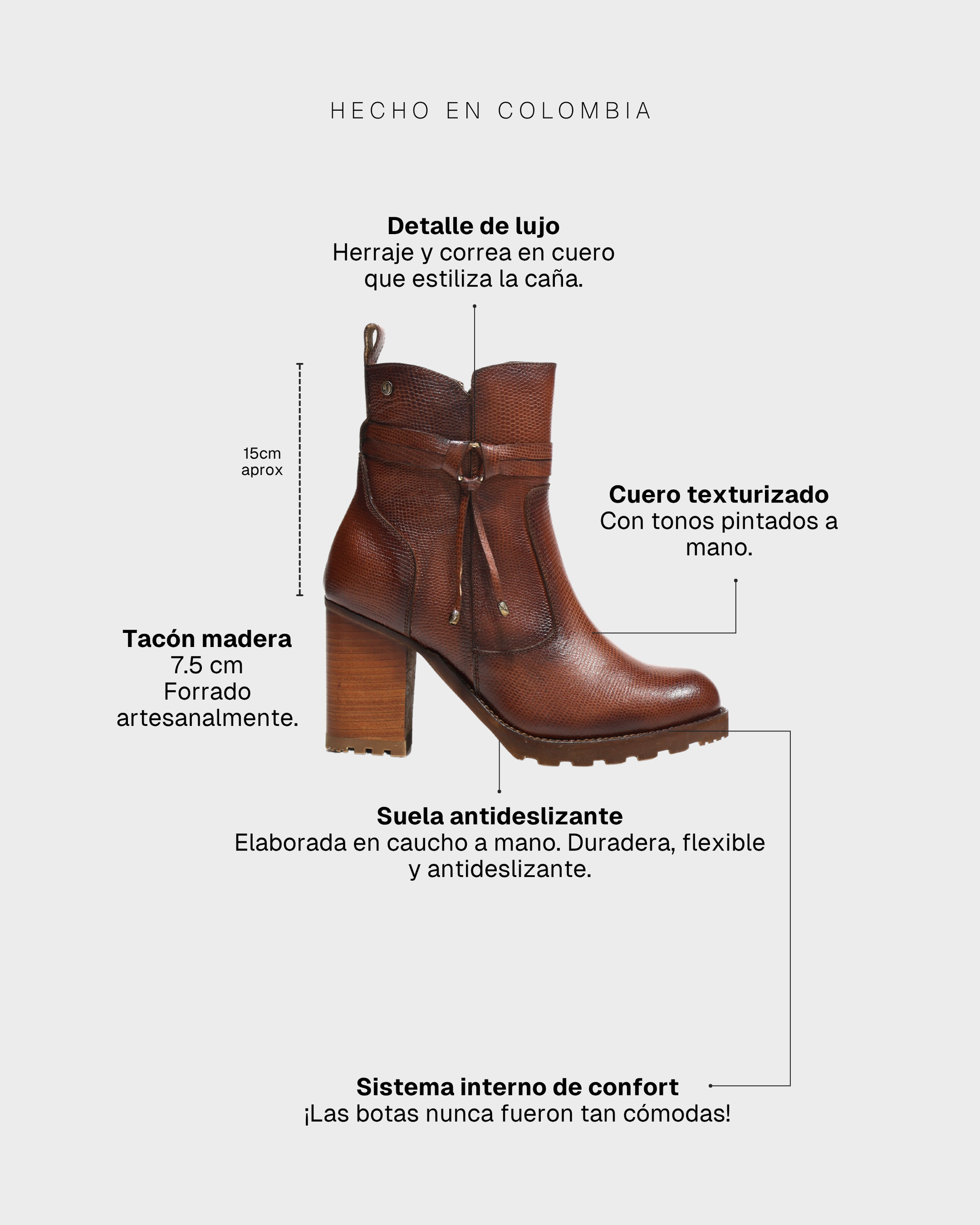 Botines en Cuero Jessica Miel