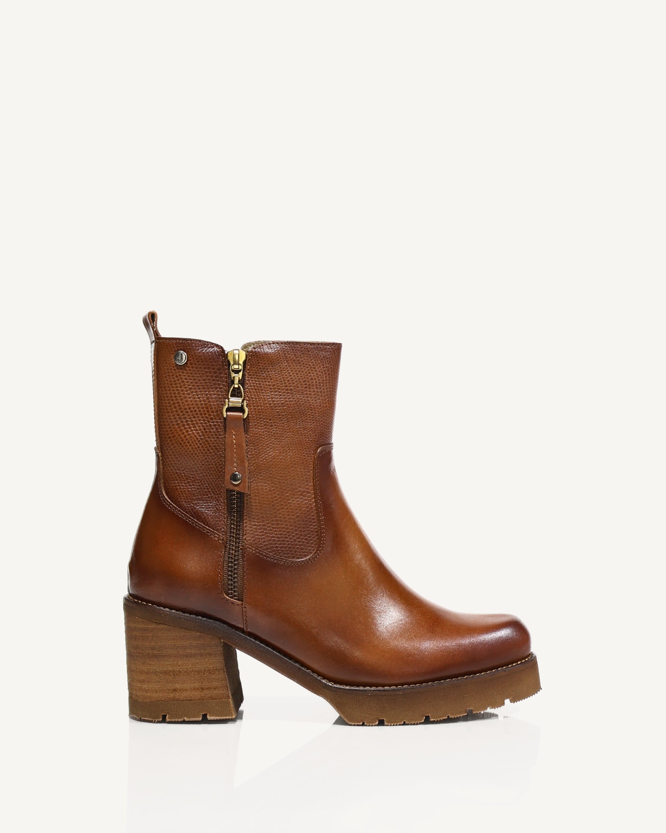 Botines en Cuero con Cremallera de Lujo Lion Miel - Antonina