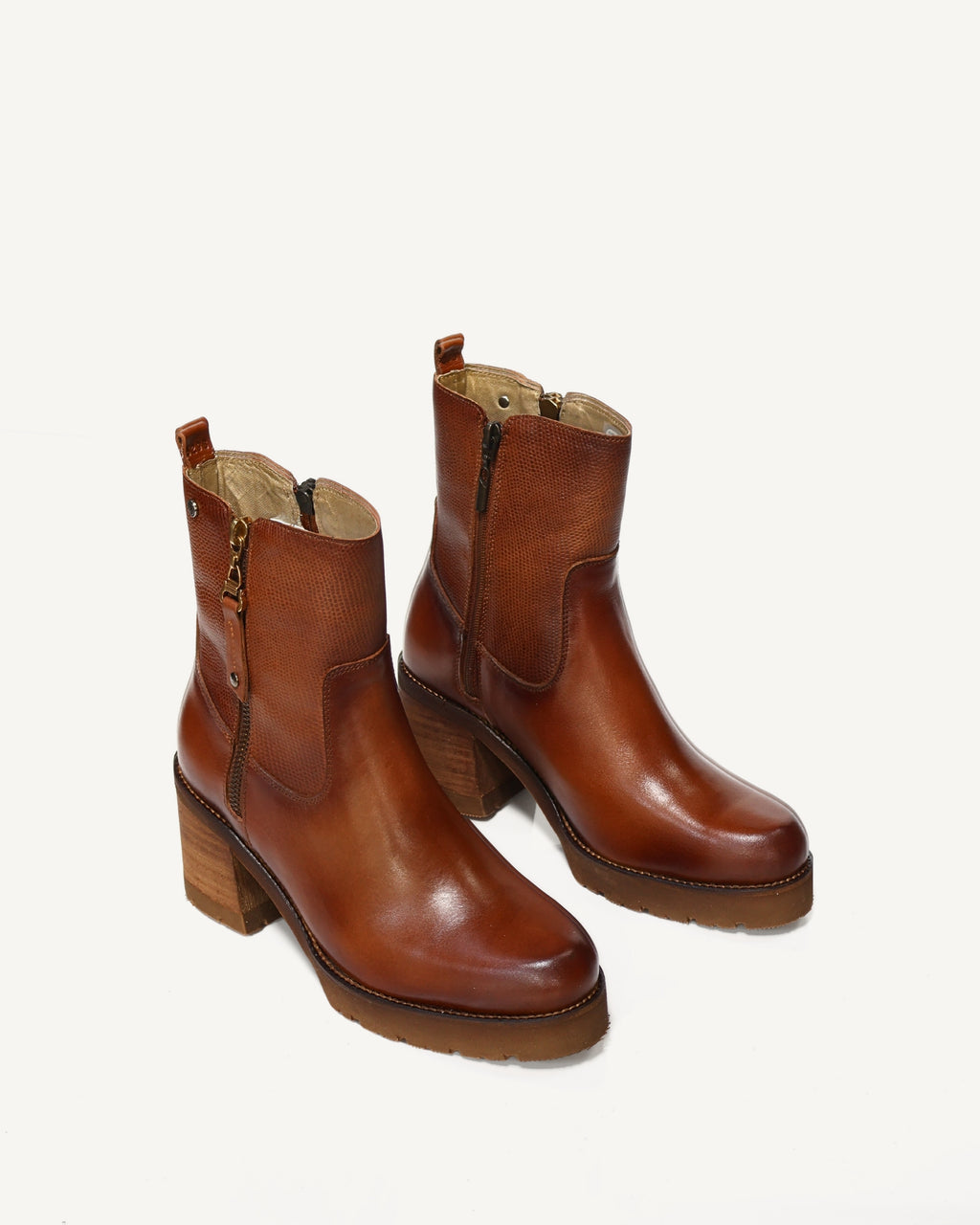 Botines en Cuero con Cremallera de Lujo Lion Miel - Antonina