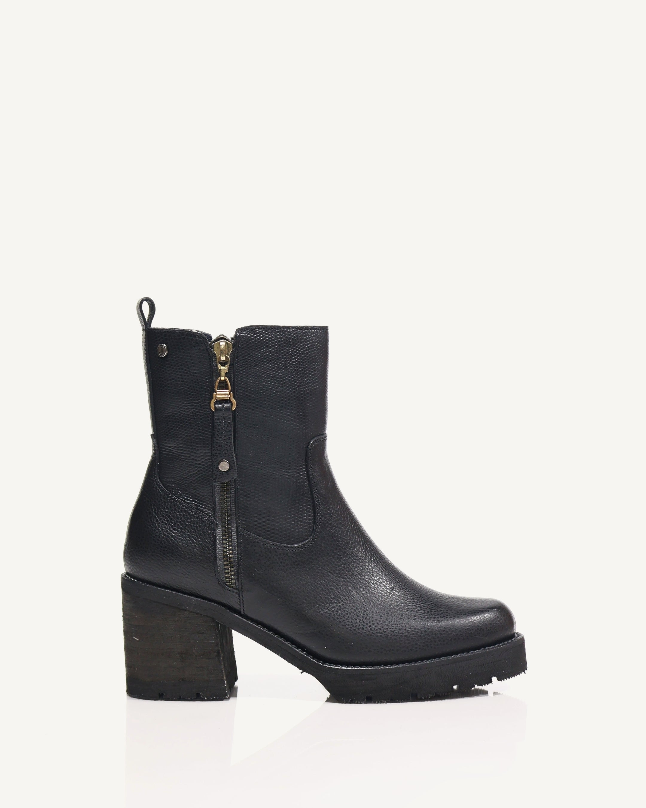 Botines en Cuero con Cremallera de Lujo Lion Negro - Antonina