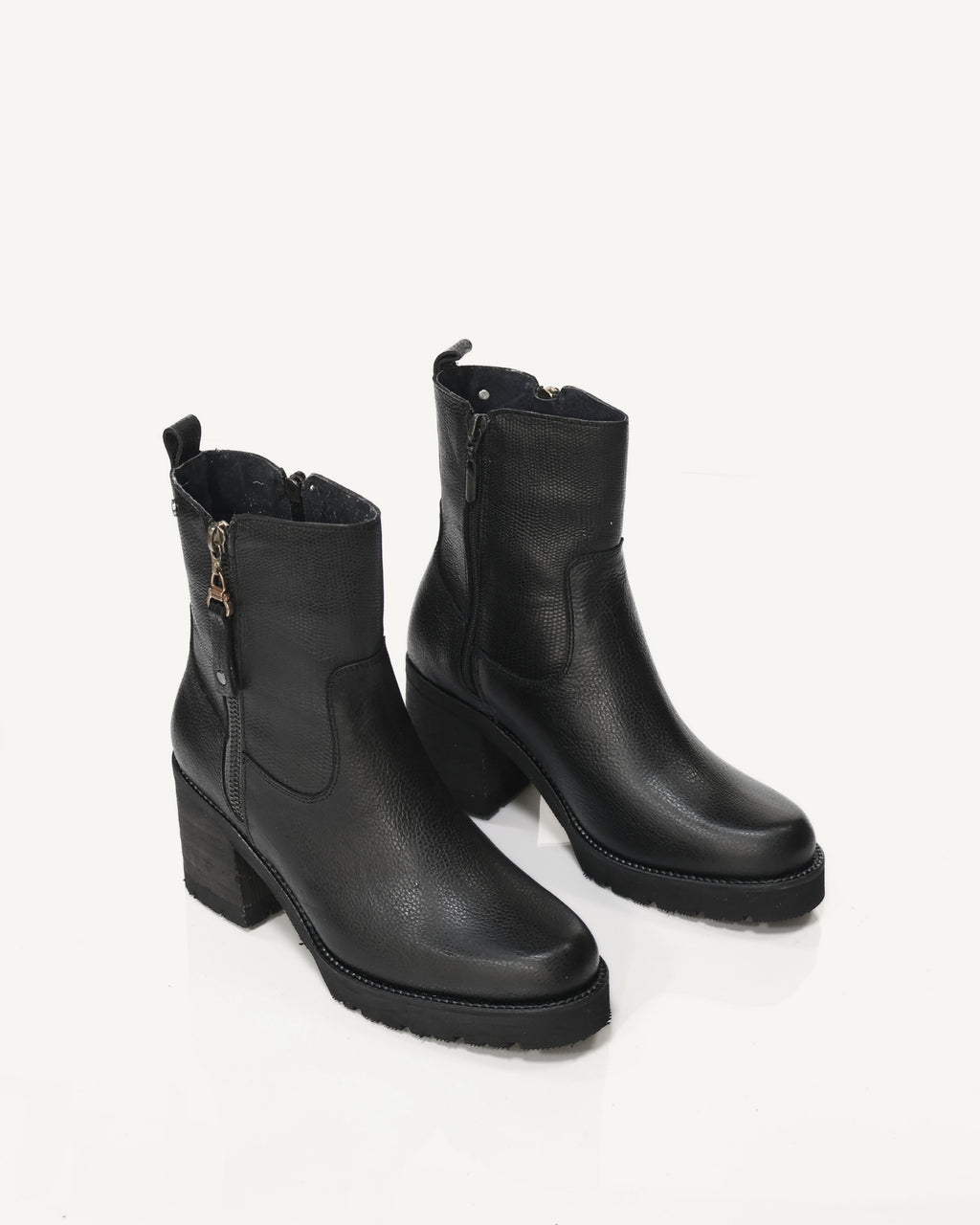 Botines en Cuero con Cremallera de Lujo Lion Negro - Antonina