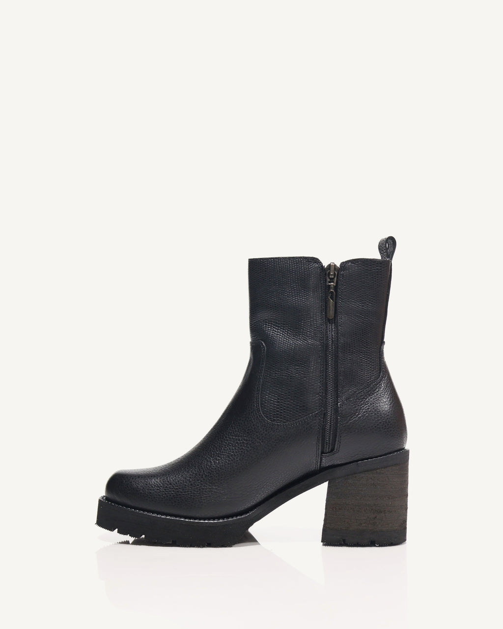 Botines en Cuero con Cremallera de Lujo Lion Negro - Antonina