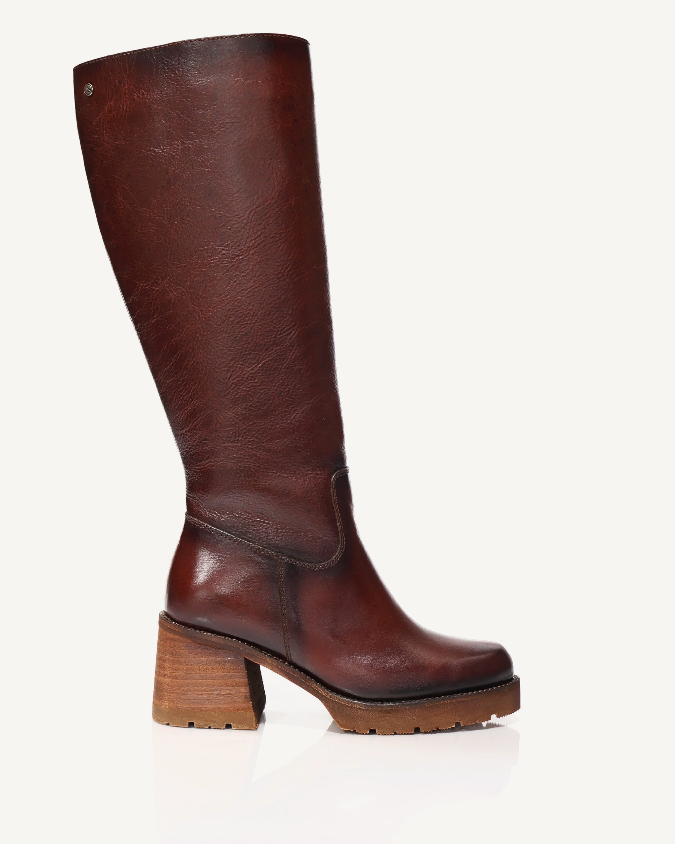 Botas Caña Larga en Cuero London Coñac- Antonina