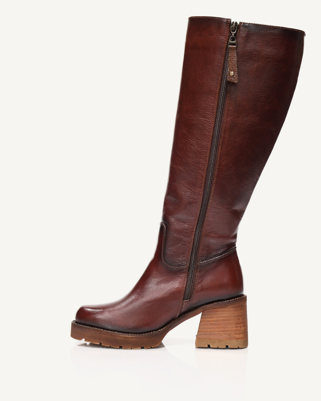 Botas Caña Larga en Cuero London Coñac- Antonina