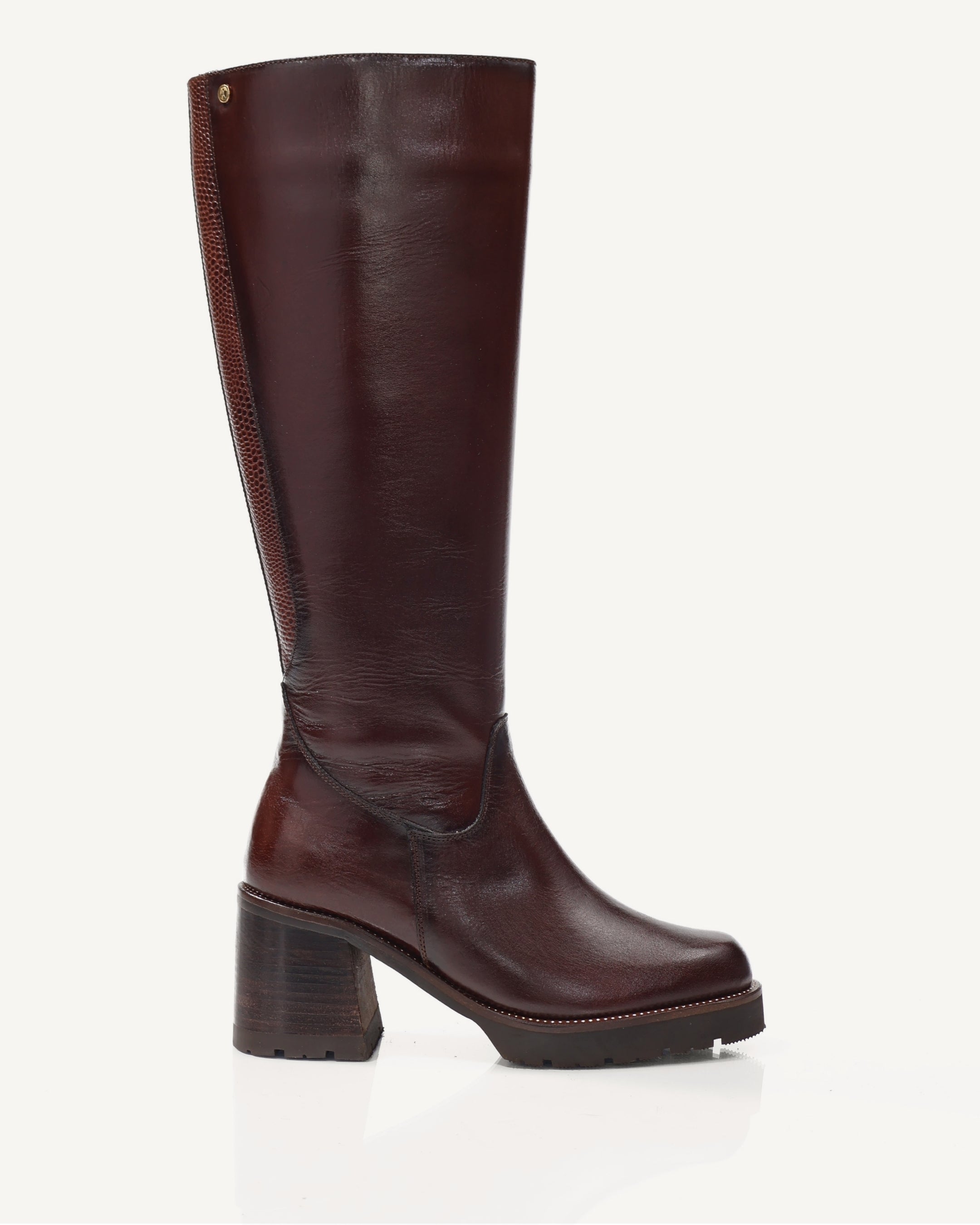Botas Caña Larga en Cuero Londres Coñac - Antonina