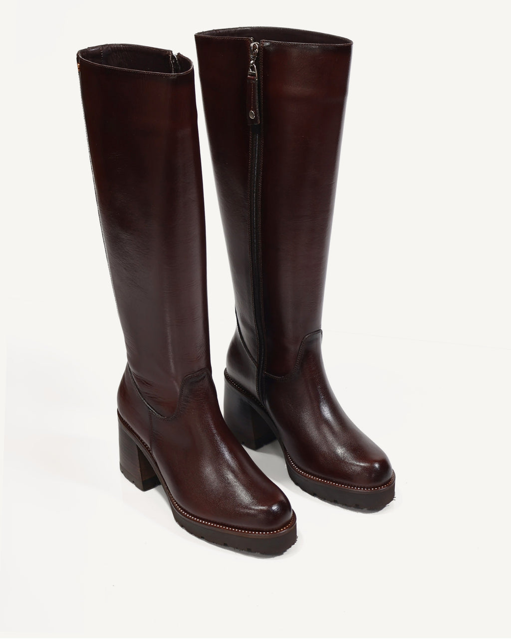 Botas Caña Larga en Cuero Londres Coñac - Antonina