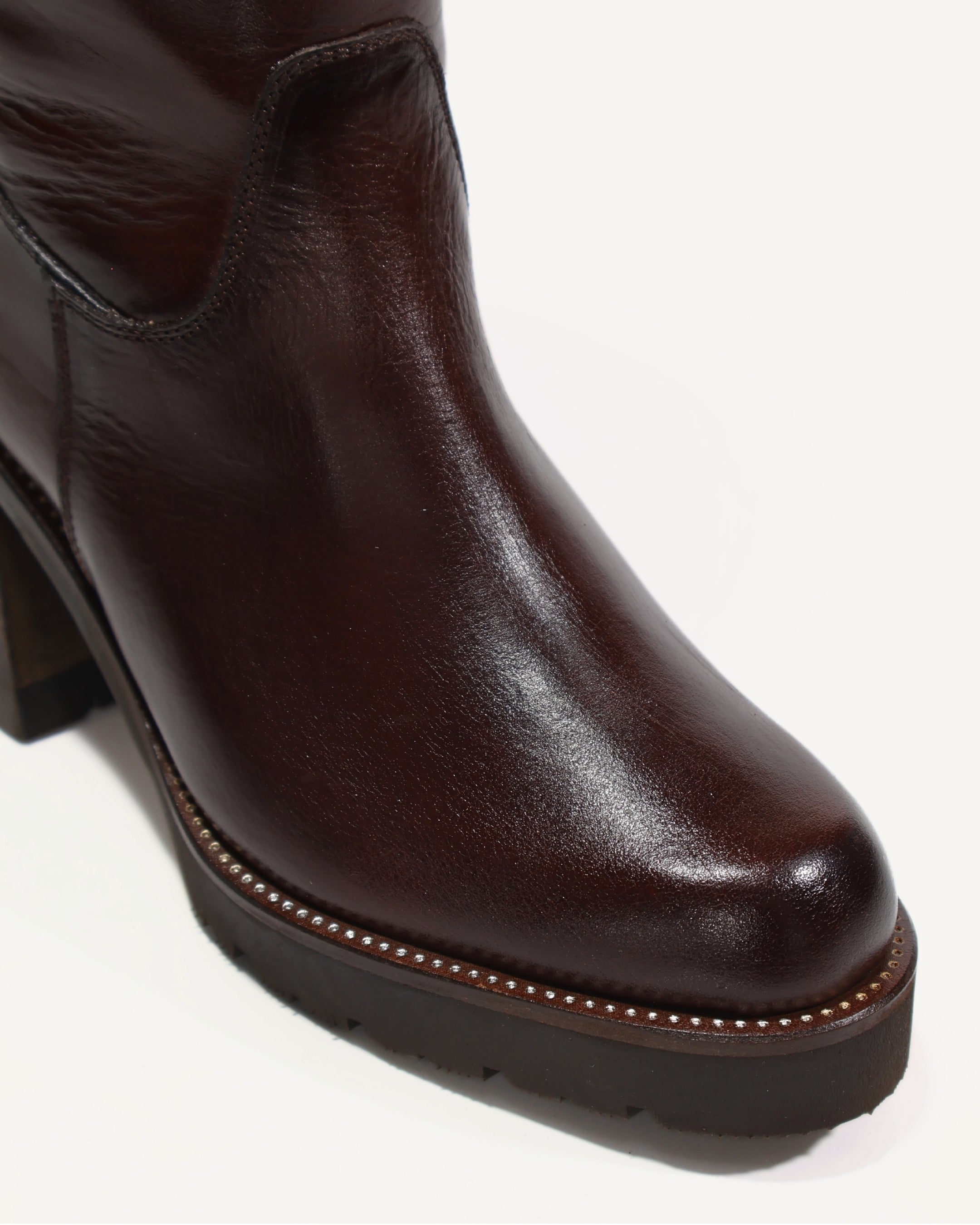 Botas Caña Larga en Cuero Londres Coñac - Antonina