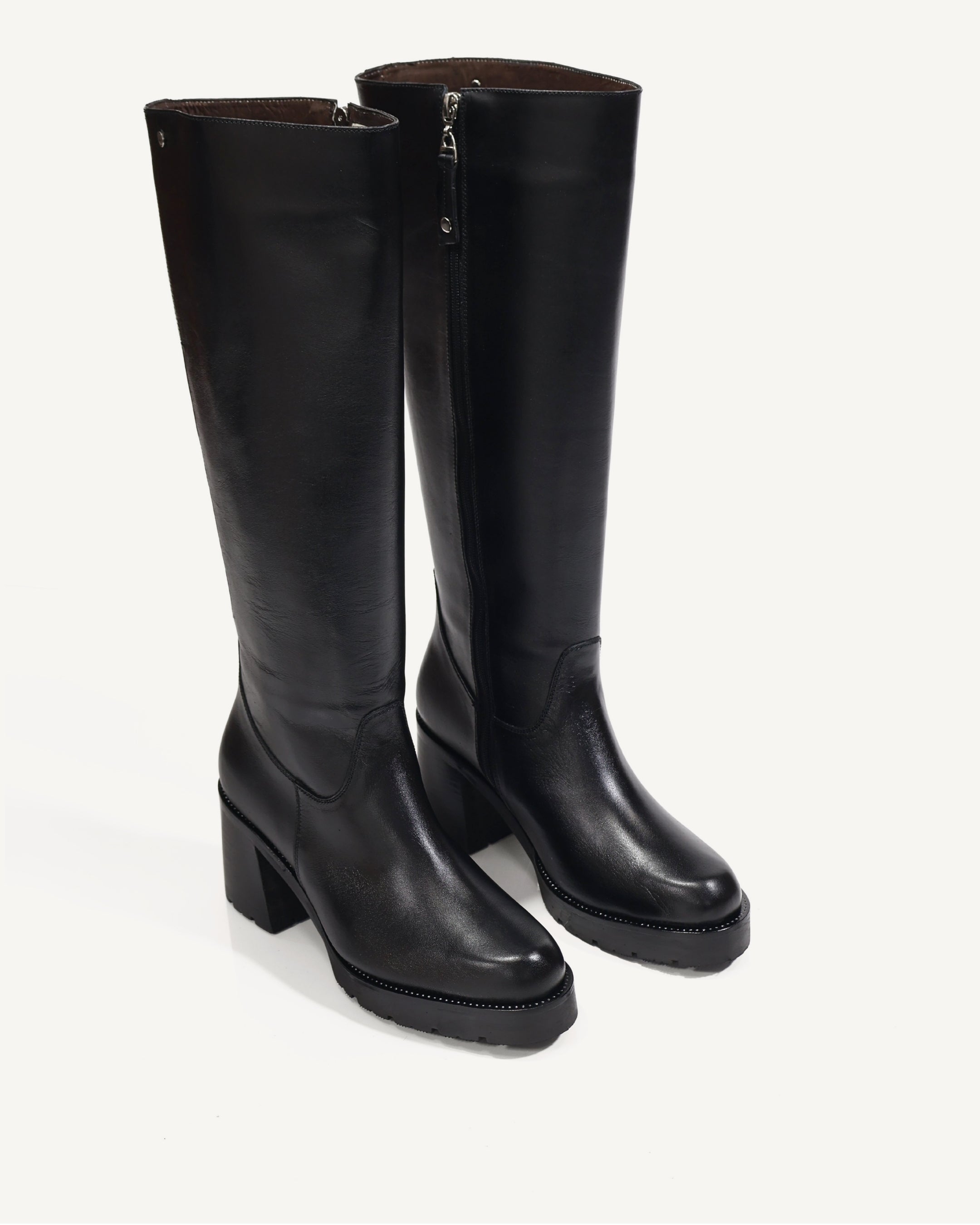 Botas Caña Larga en Cuero Londres Negro - Antonina