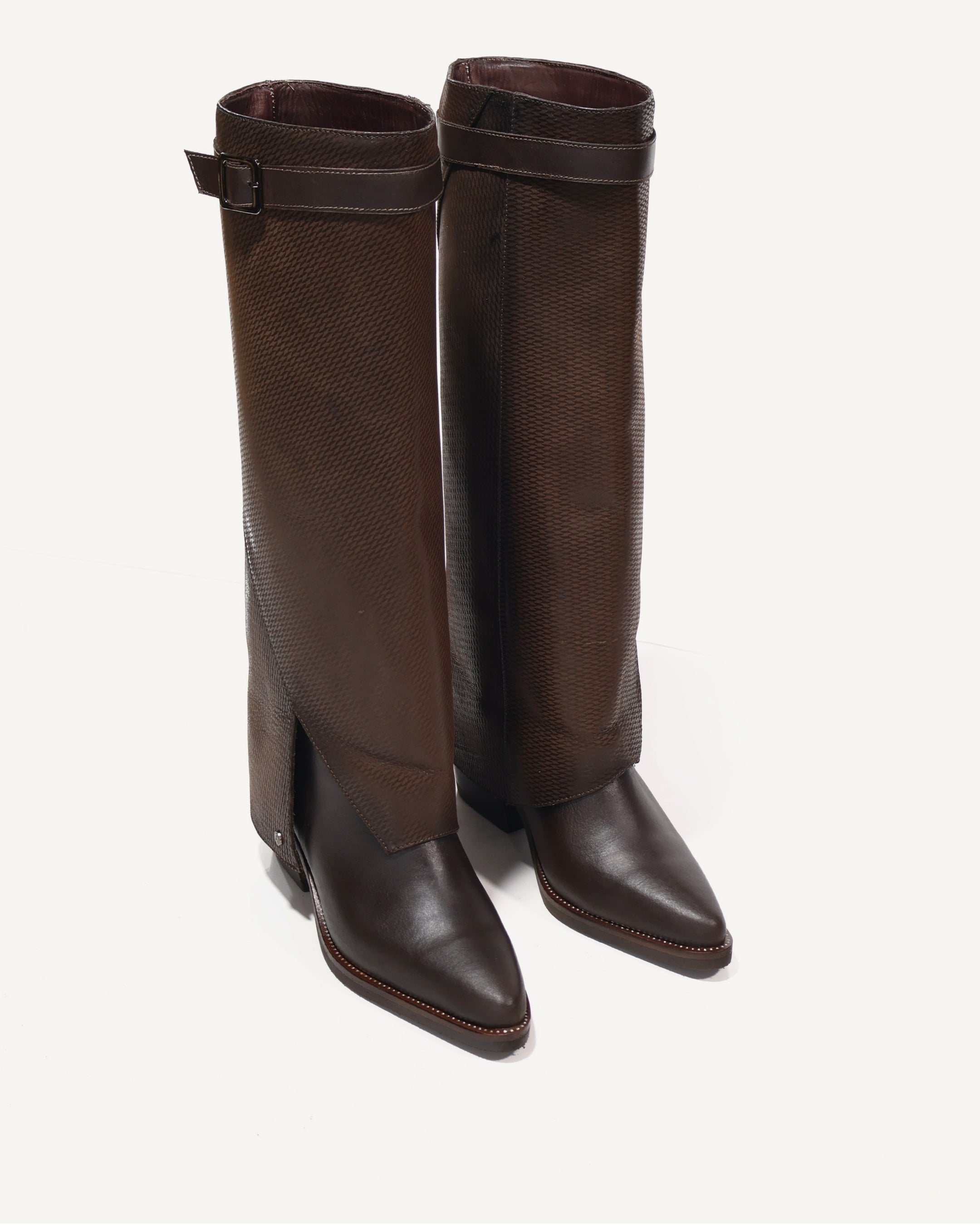 Botas Caña Alta con Doble Capa de Cuero Marais Café - Antonina