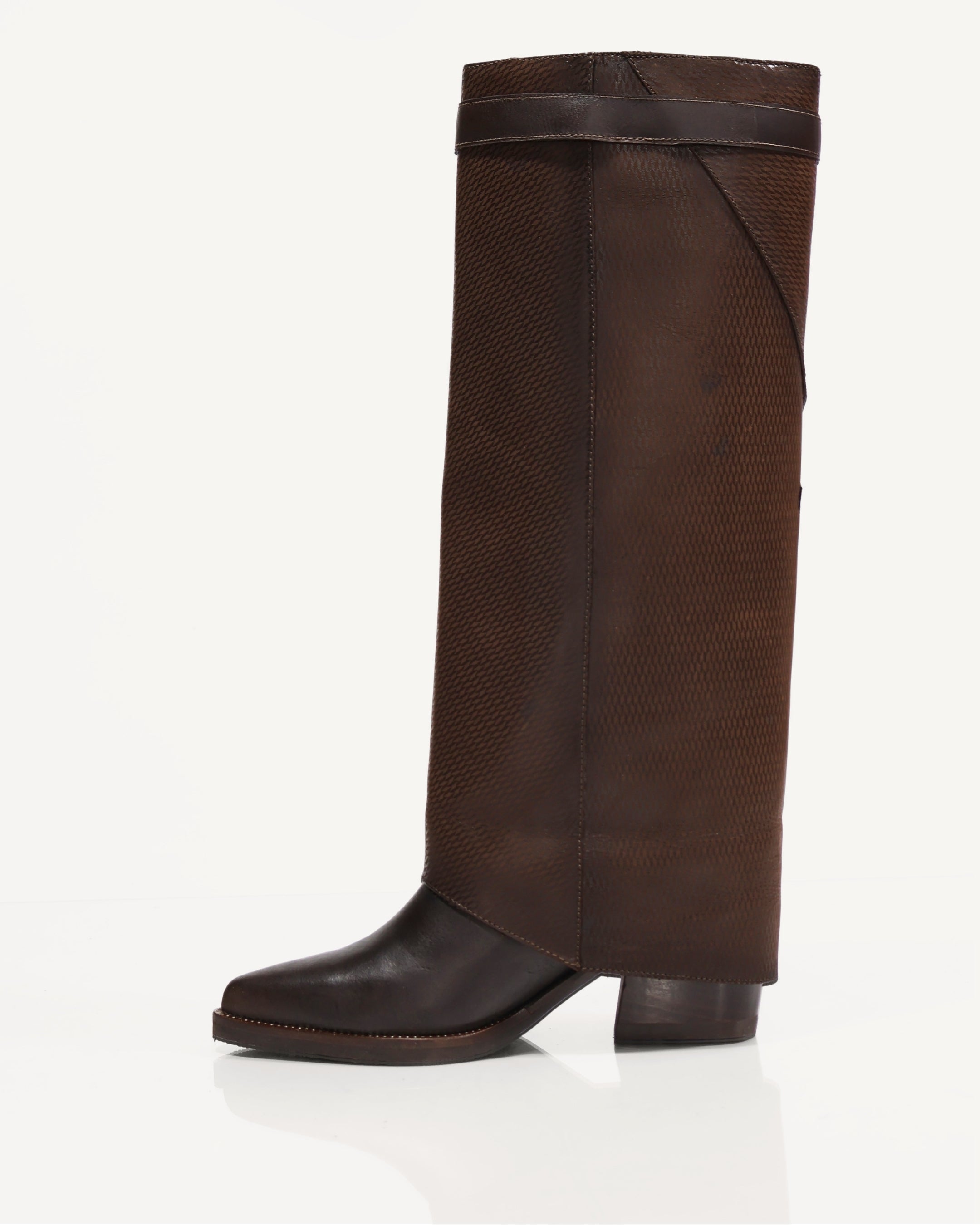 Botas Caña Alta con Doble Capa de Cuero Marais Café - Antonina