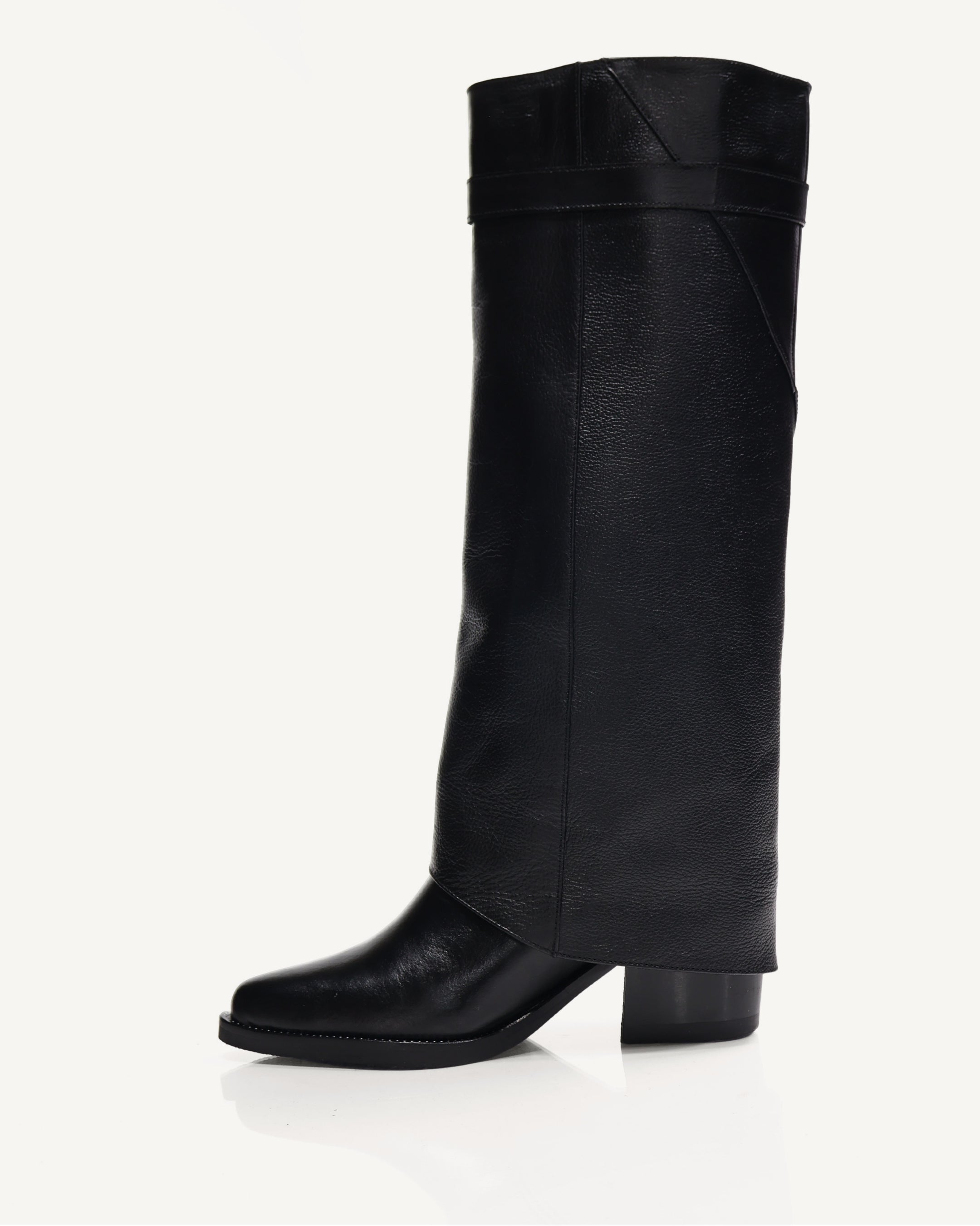 Botas Caña Alta con Doble Capa de Cuero Marais Negro - Antonina
