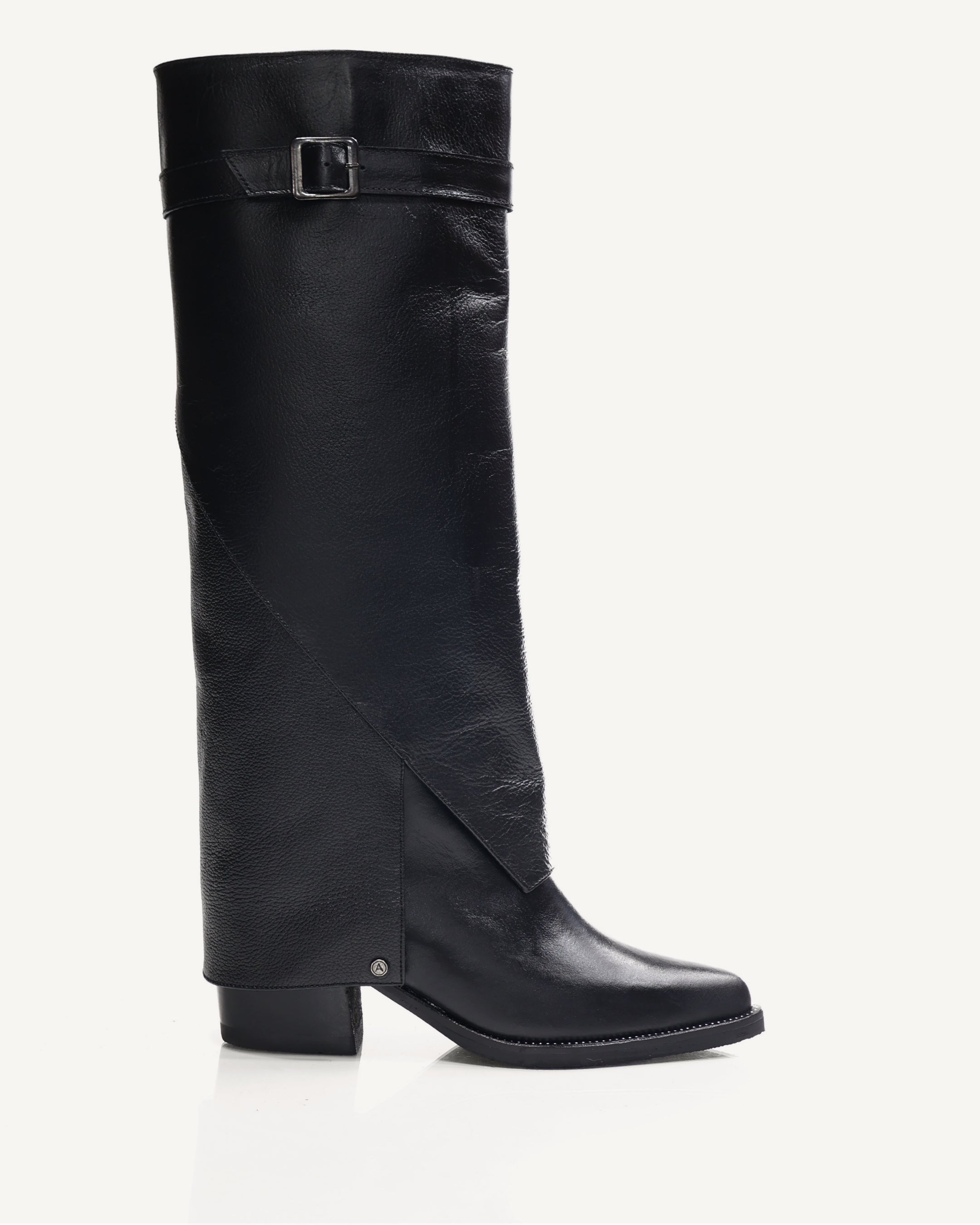 Botas Caña Alta con Doble Capa de Cuero Marais Negro - Antonina