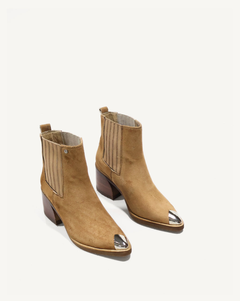 Botines en Cuero Gamuza con Puntera Milano Almendra - Antonina