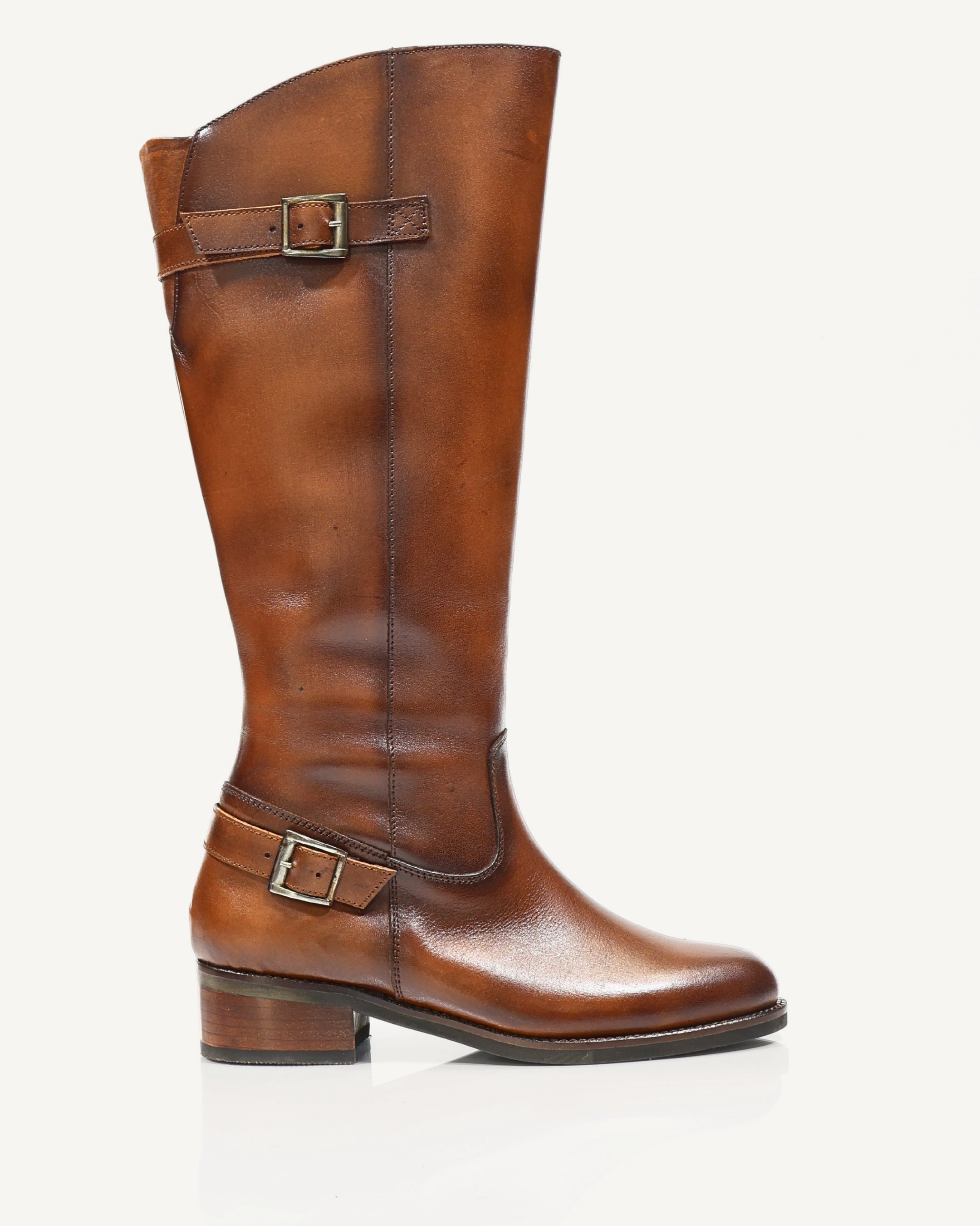 Botas Caña Larga en Cuero Tipo Equitación Montana Miel- Antonina