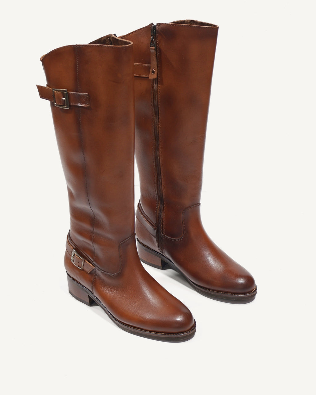 Botas Caña Larga en Cuero Tipo Equitación Montana Miel - Antonina