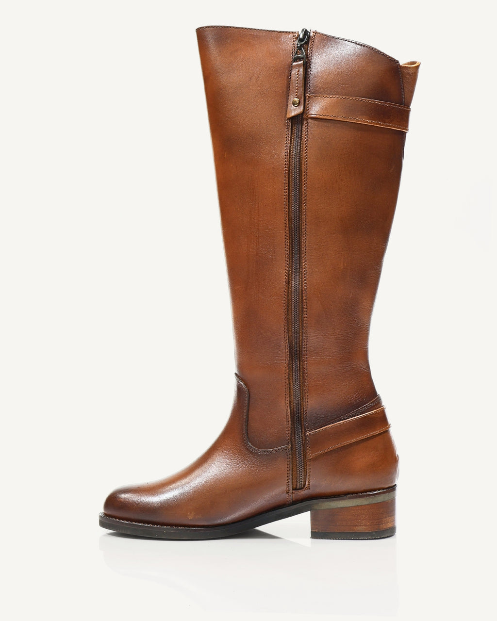 Botas Caña Larga en Cuero Tipo Equitación Montana Miel - Antonina