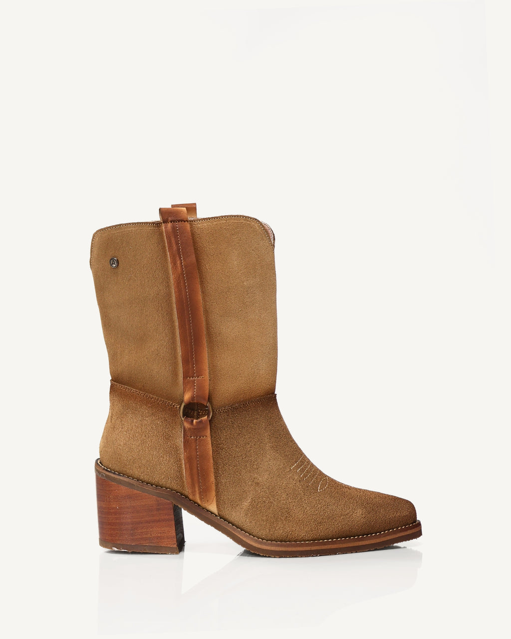 Botas Texanas en Cuero Carnaza Monterrey Almendra - Antonina