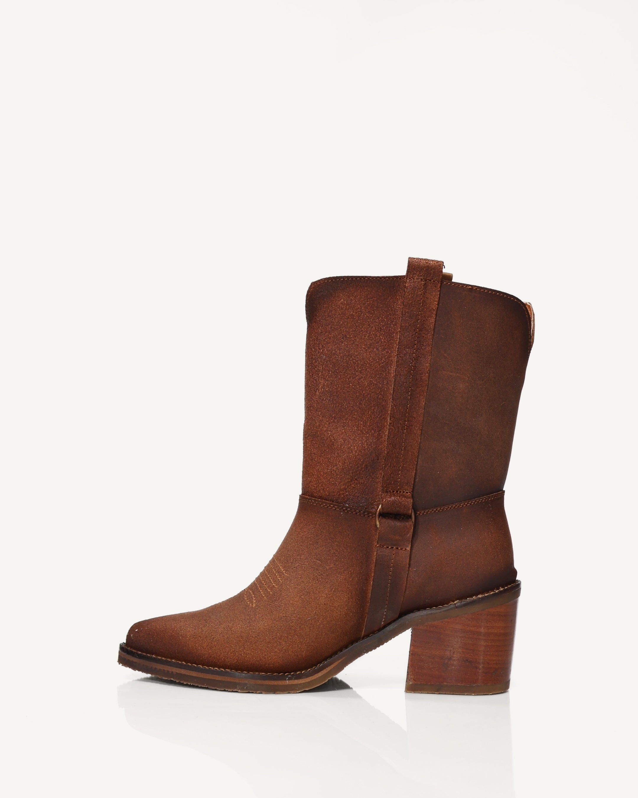 Botas Texanas en Cuero Carnaza Monterrey Tabaco - Antonina