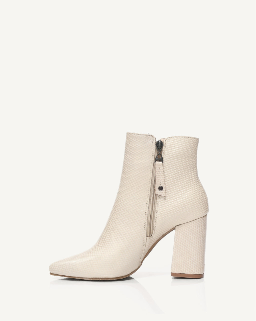 Botines en Cuero con Tacón Forrado en Cuero Musa Beige - Antonina