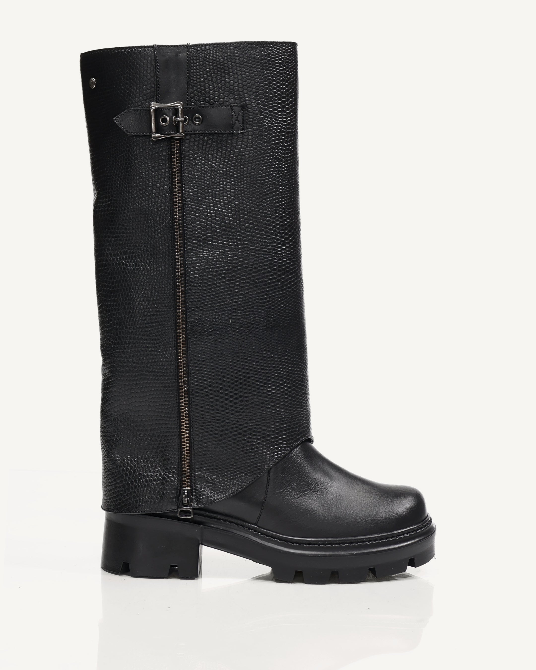 Botas en Doble Capa de Cuero Nebraska Negro - Antonina
