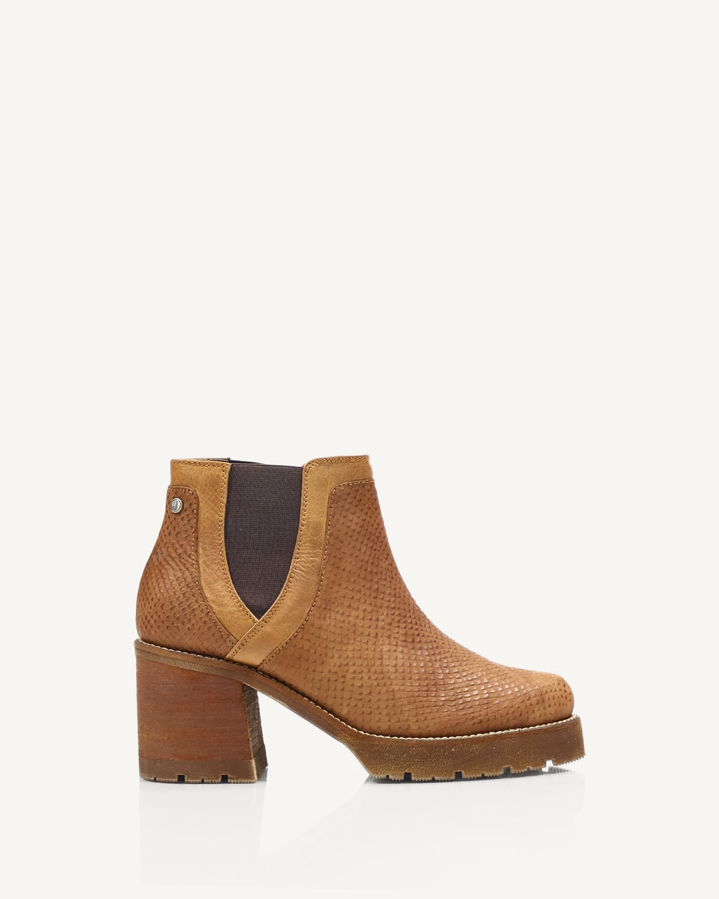 Botines en Cuero Texturizado con Resorte Pier Miel - Antonina