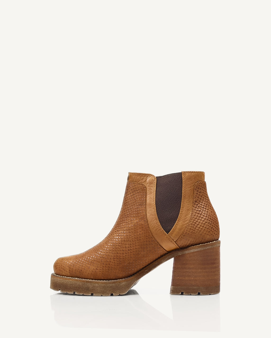 Botines en Cuero Texturizado con Resorte Pier Miel - Antonina