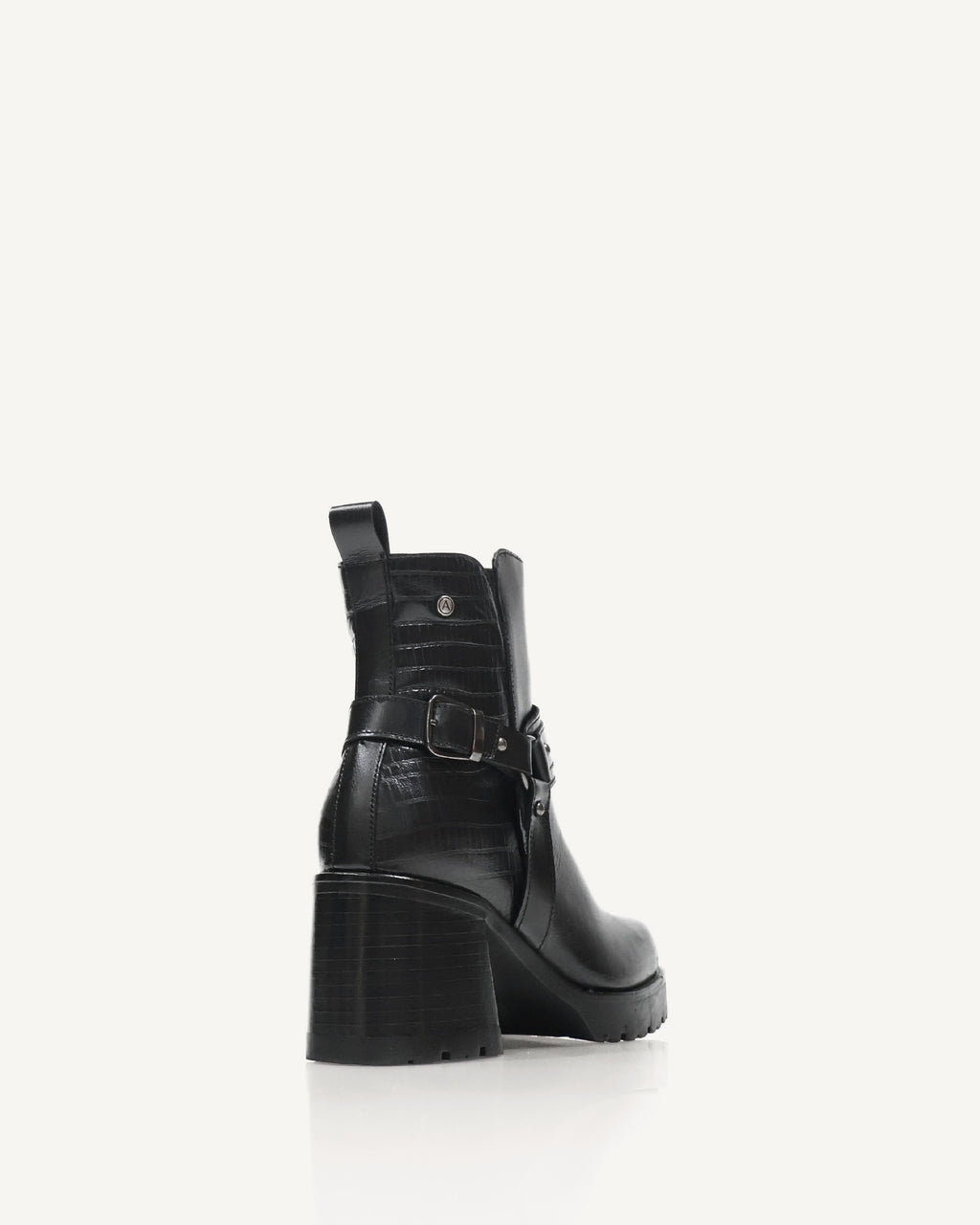 Botines en Cuero con Correa de Lujo Rami Negro - Antonina