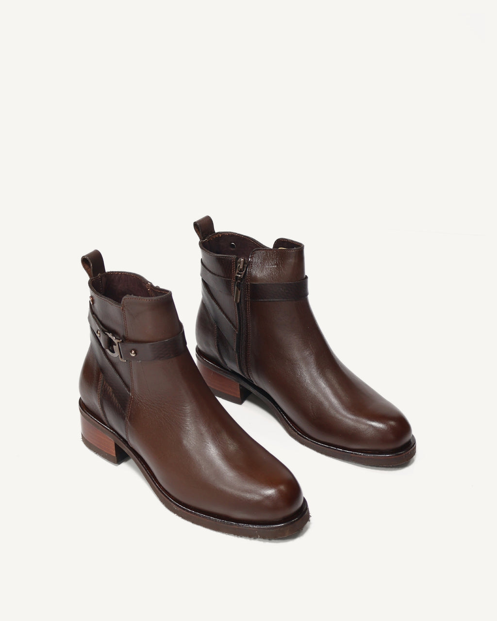 Botines en Cuero con Herraje de Lujo Roma Café - Antonina