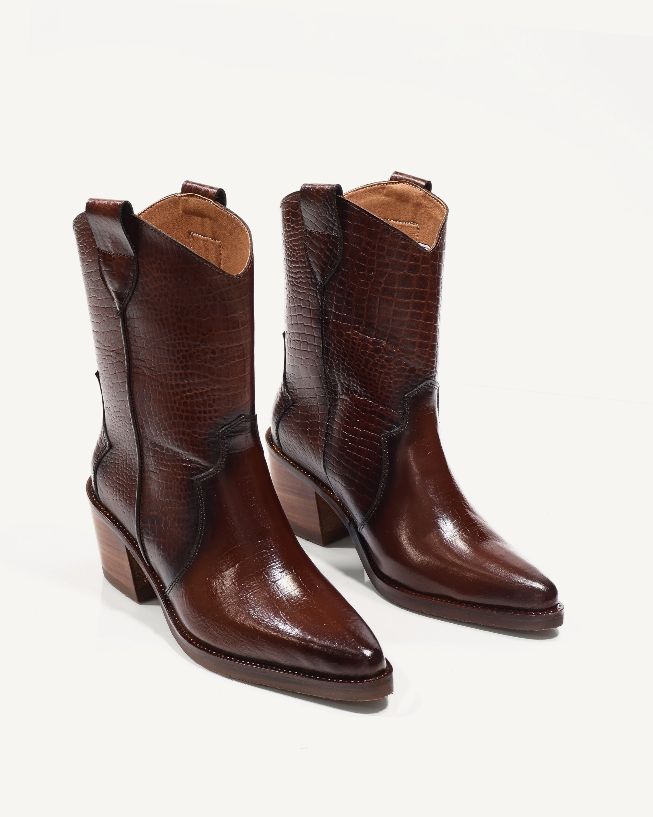 Botas Texanas en Cuero Texacroco Coñac - Antonina