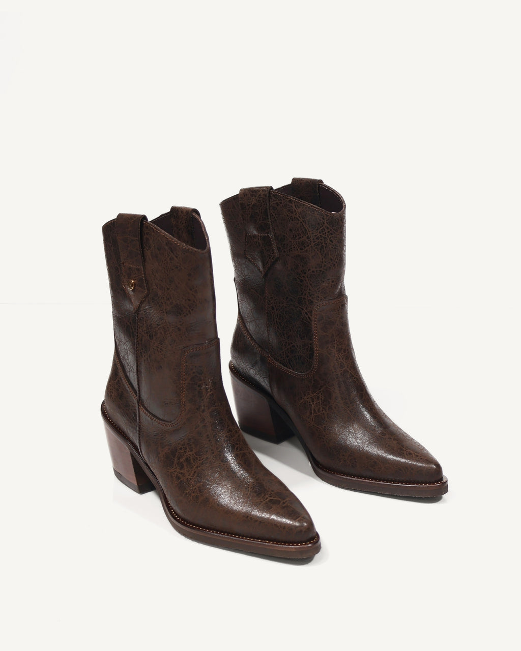 Botas Texanas en Cuero Folia Texafolia Café - Antonina